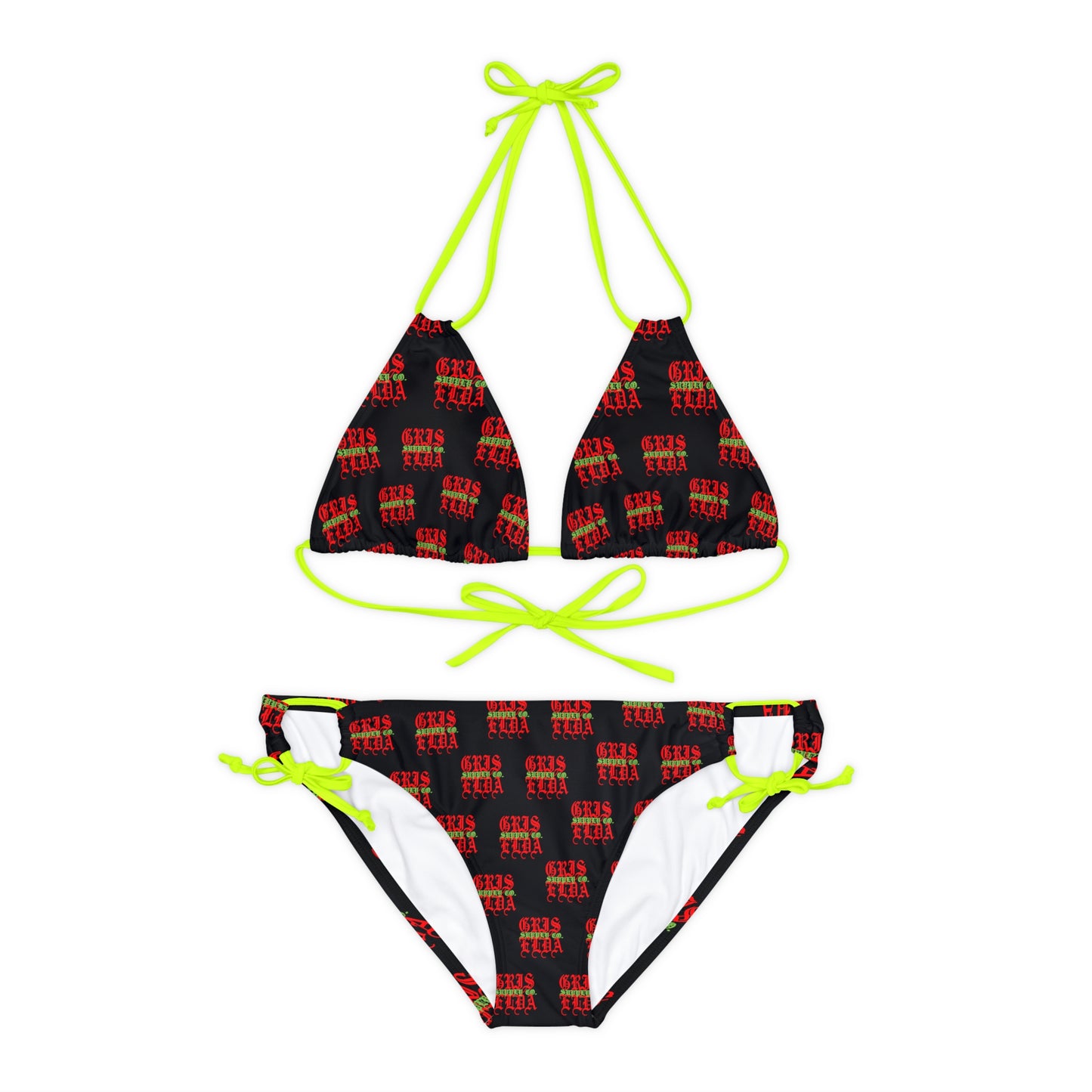 Conjunto de bikini con tirantes B GSC de estampado clásico en toda la superficie