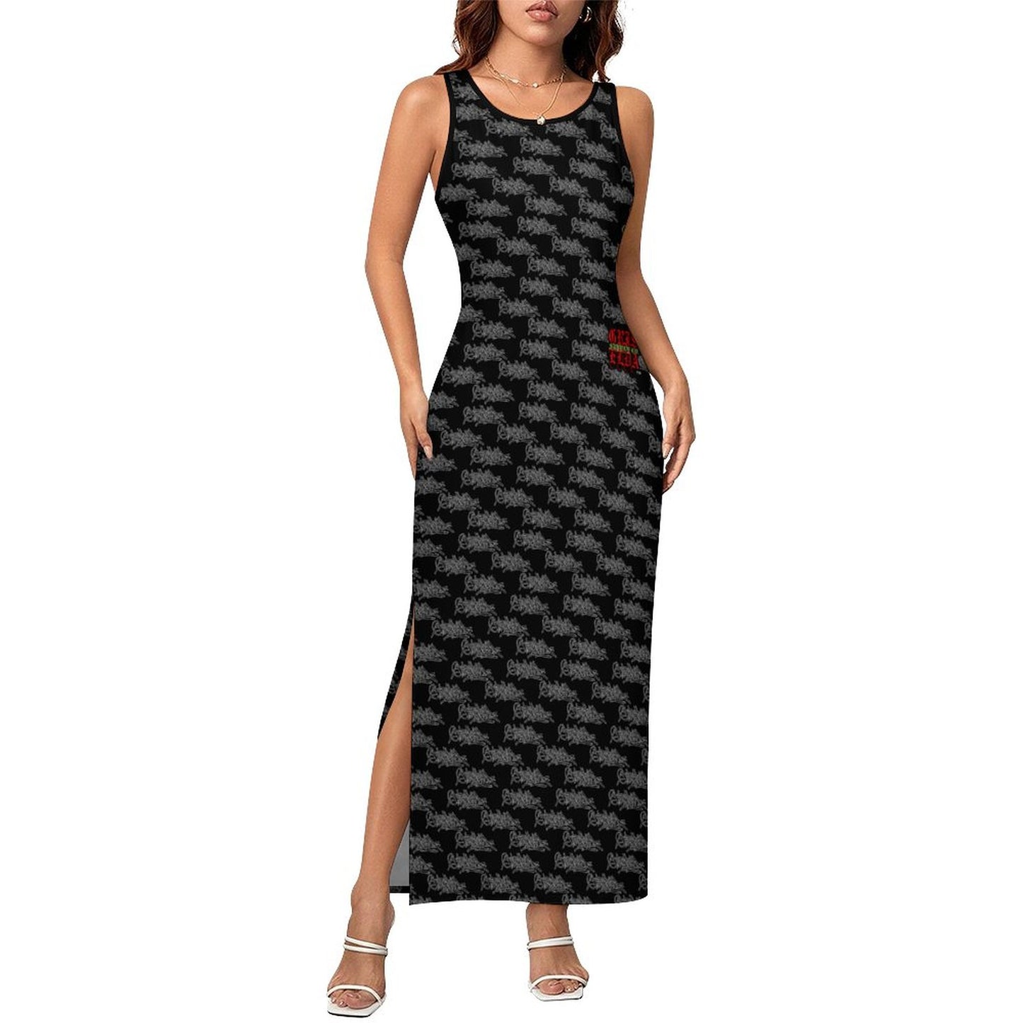 Griselda Tag GSC B 180gsm Slit Fitted Camisole Cheongsam