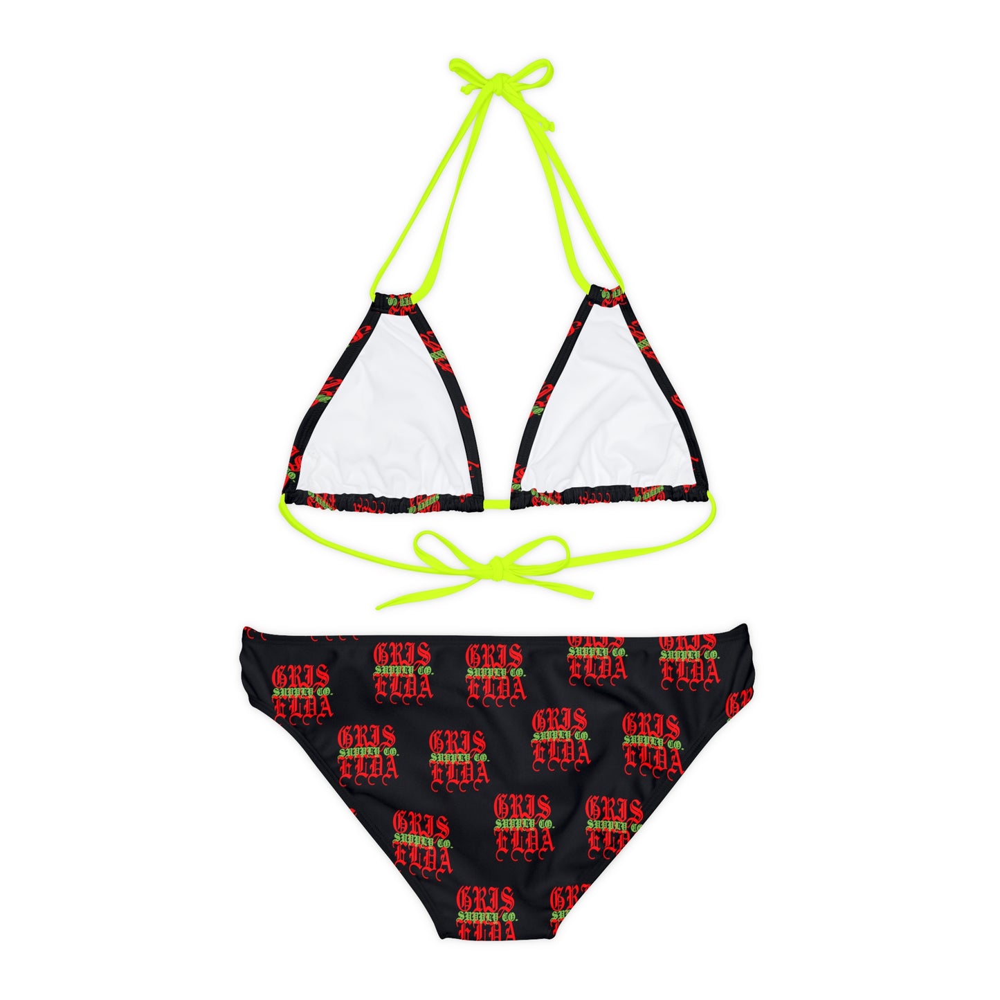 Conjunto de bikini con tirantes B GSC de estampado clásico en toda la superficie