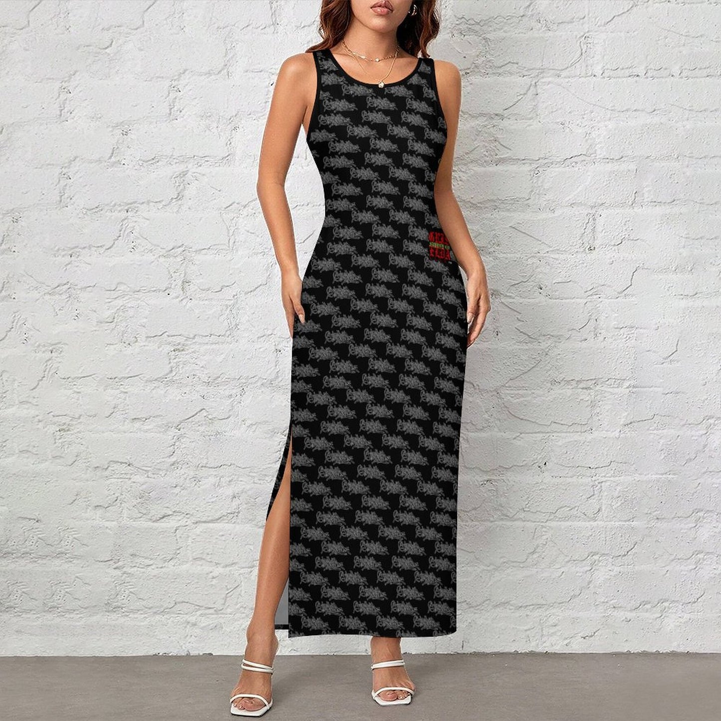 Griselda Tag GSC B 180gsm Slit Fitted Camisole Cheongsam