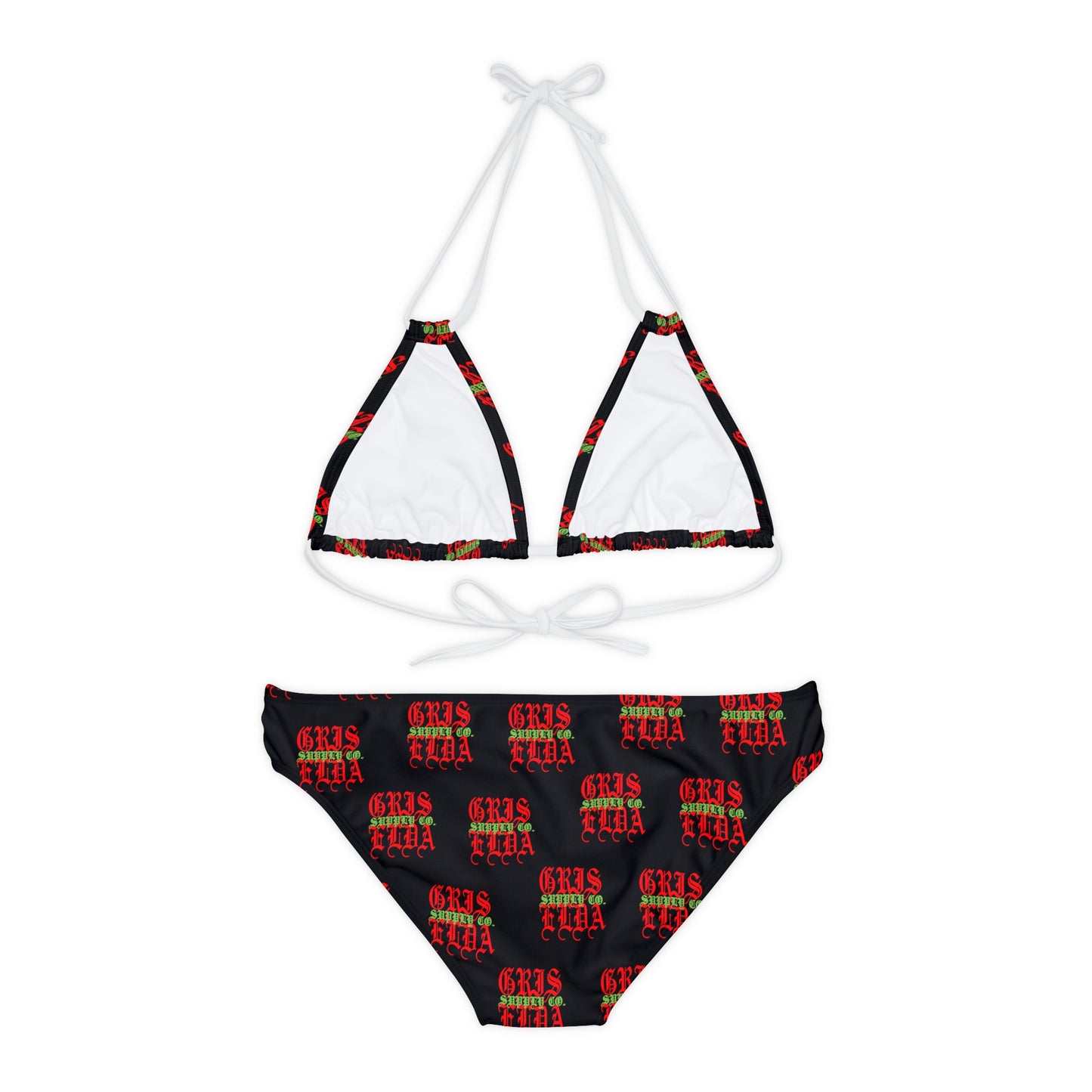 Conjunto de bikini con tirantes B GSC de estampado clásico en toda la superficie