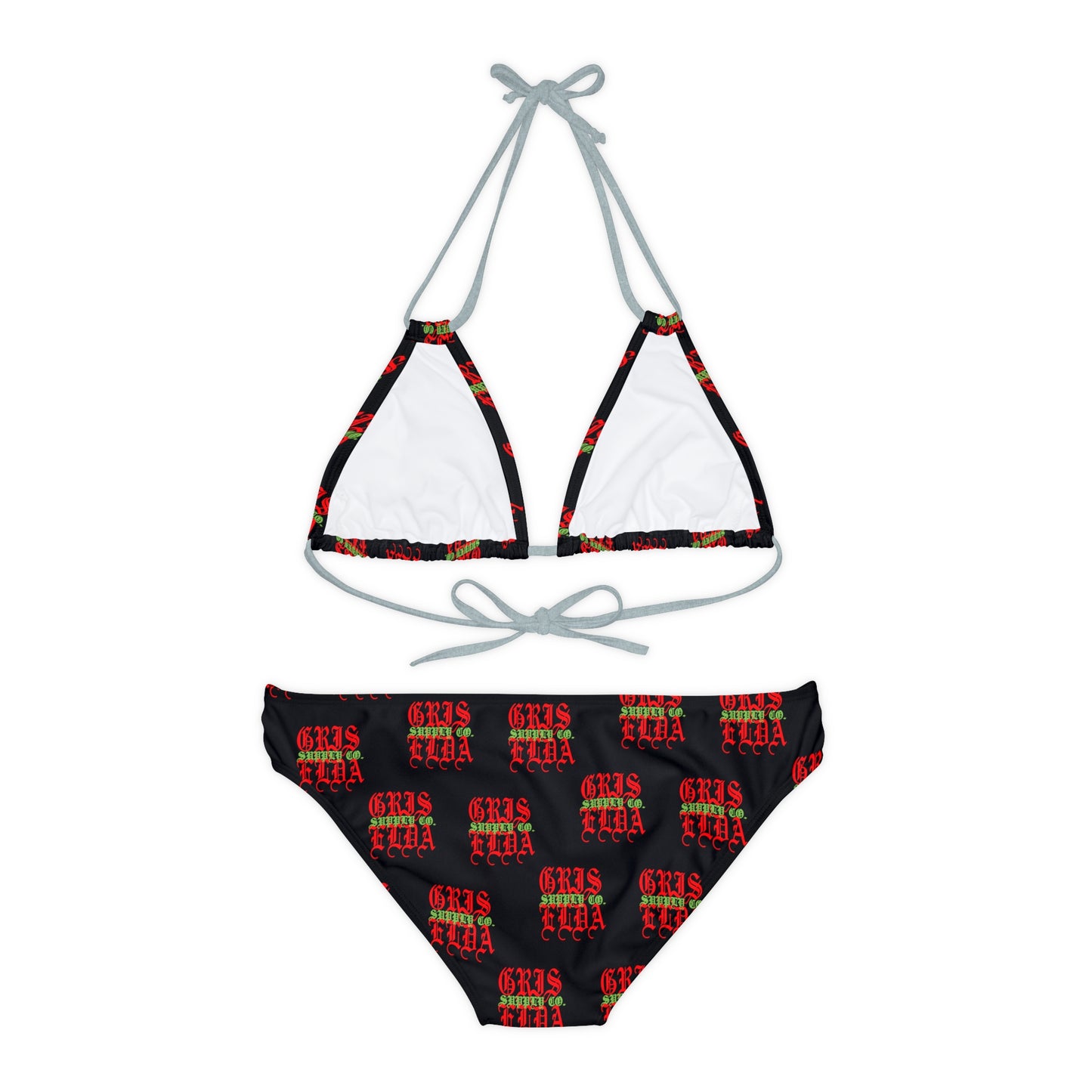 Conjunto de bikini con tirantes B GSC de estampado clásico en toda la superficie