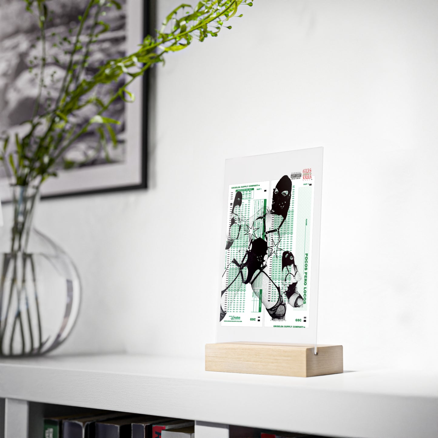Emily Glass X GSC Scantron Acrylic Sign with Wooden Stand