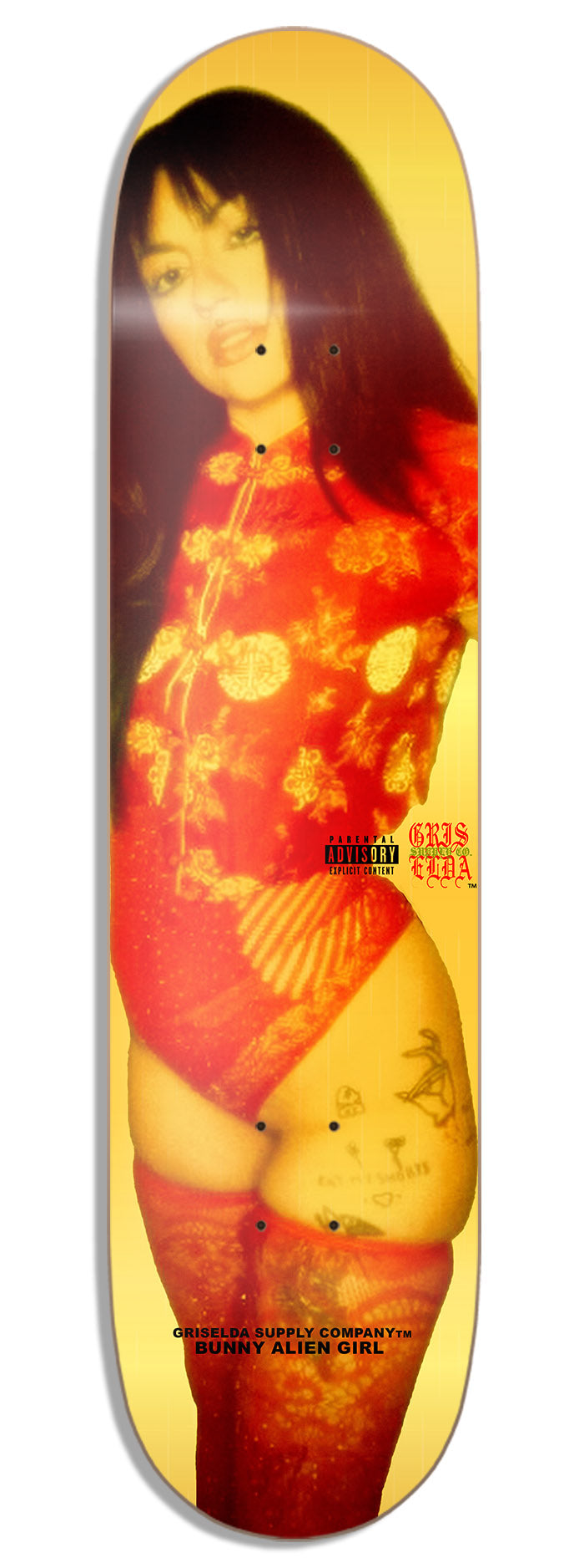 Gold Foil Bunny Alien Girl GSC SKATEBOARD DECK