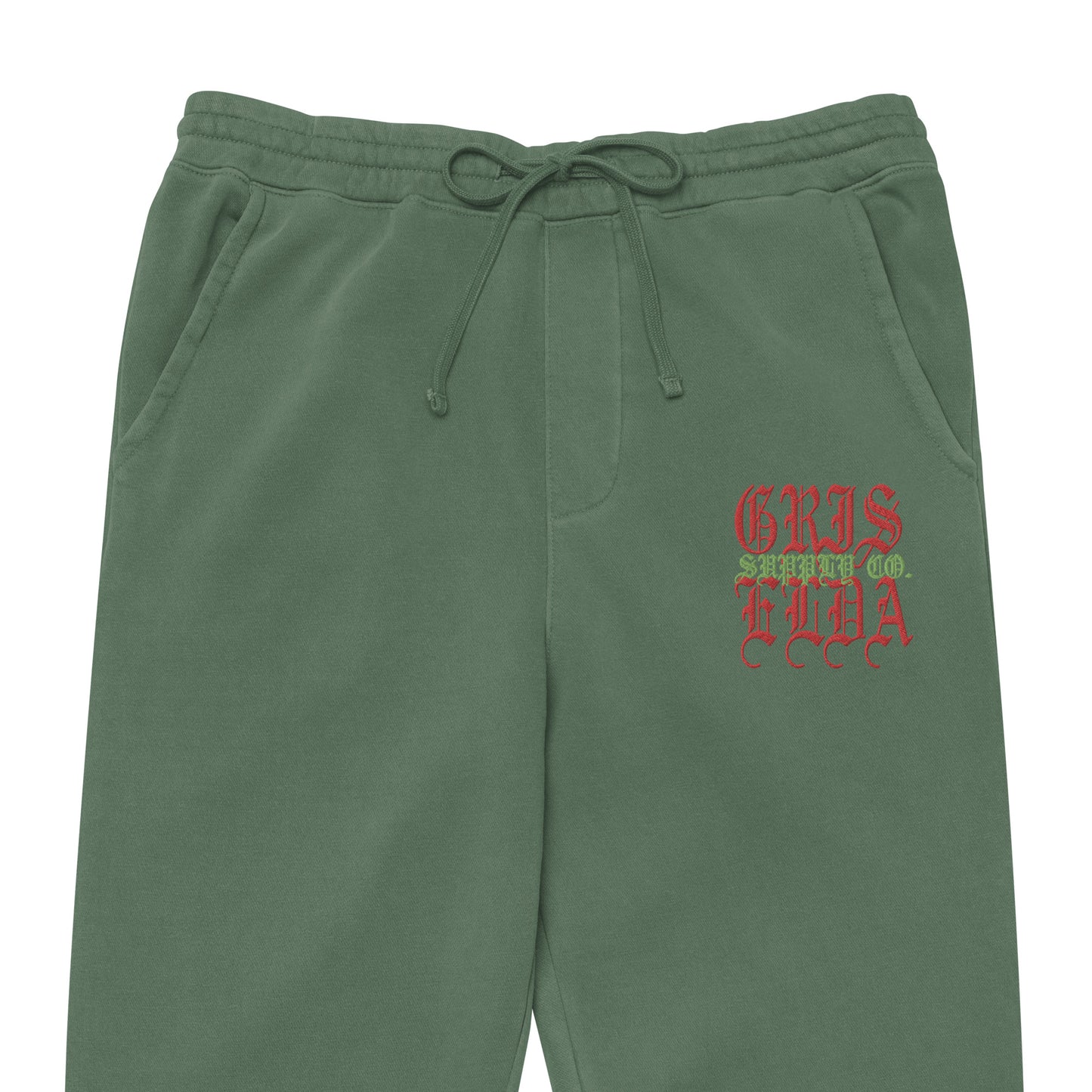 Pantalones de chándal premium unisex de pigmento teñido con bordado del logo clásico GSC
