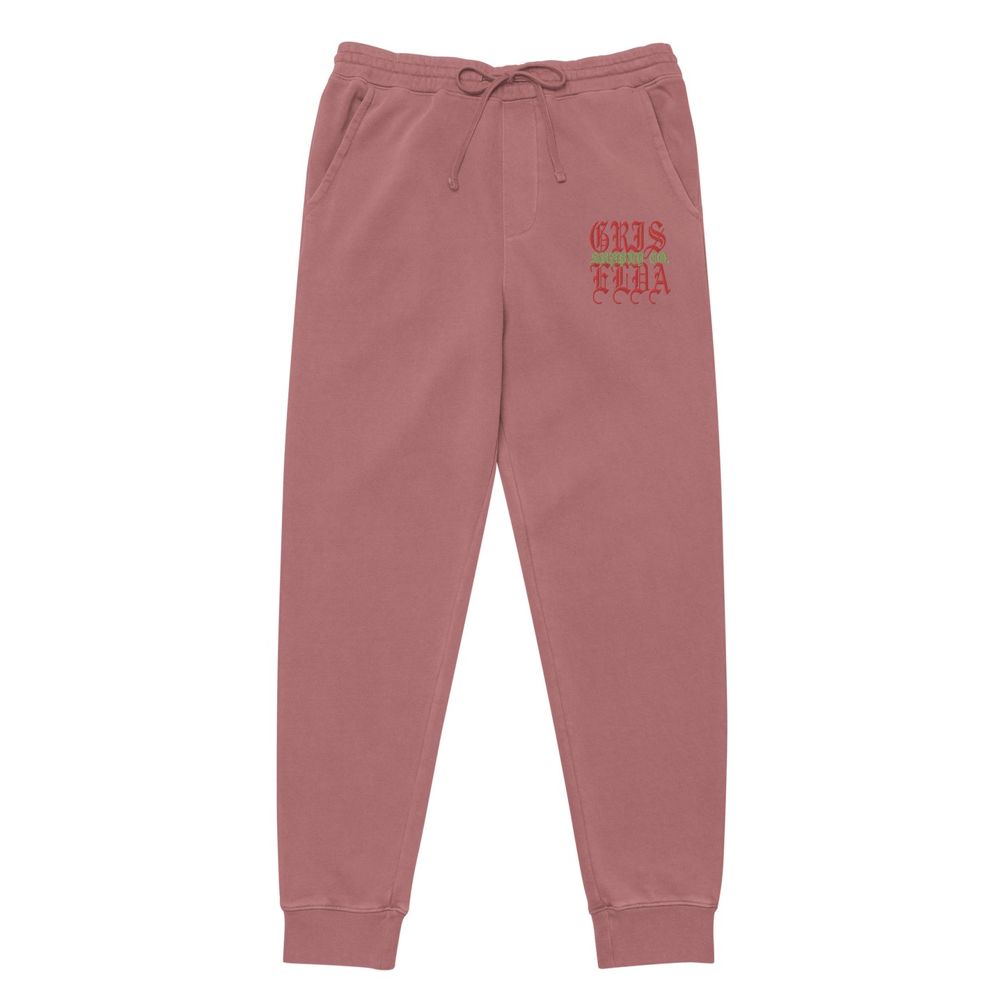 Pantalones de chándal premium unisex de pigmento teñido con bordado del logo clásico GSC