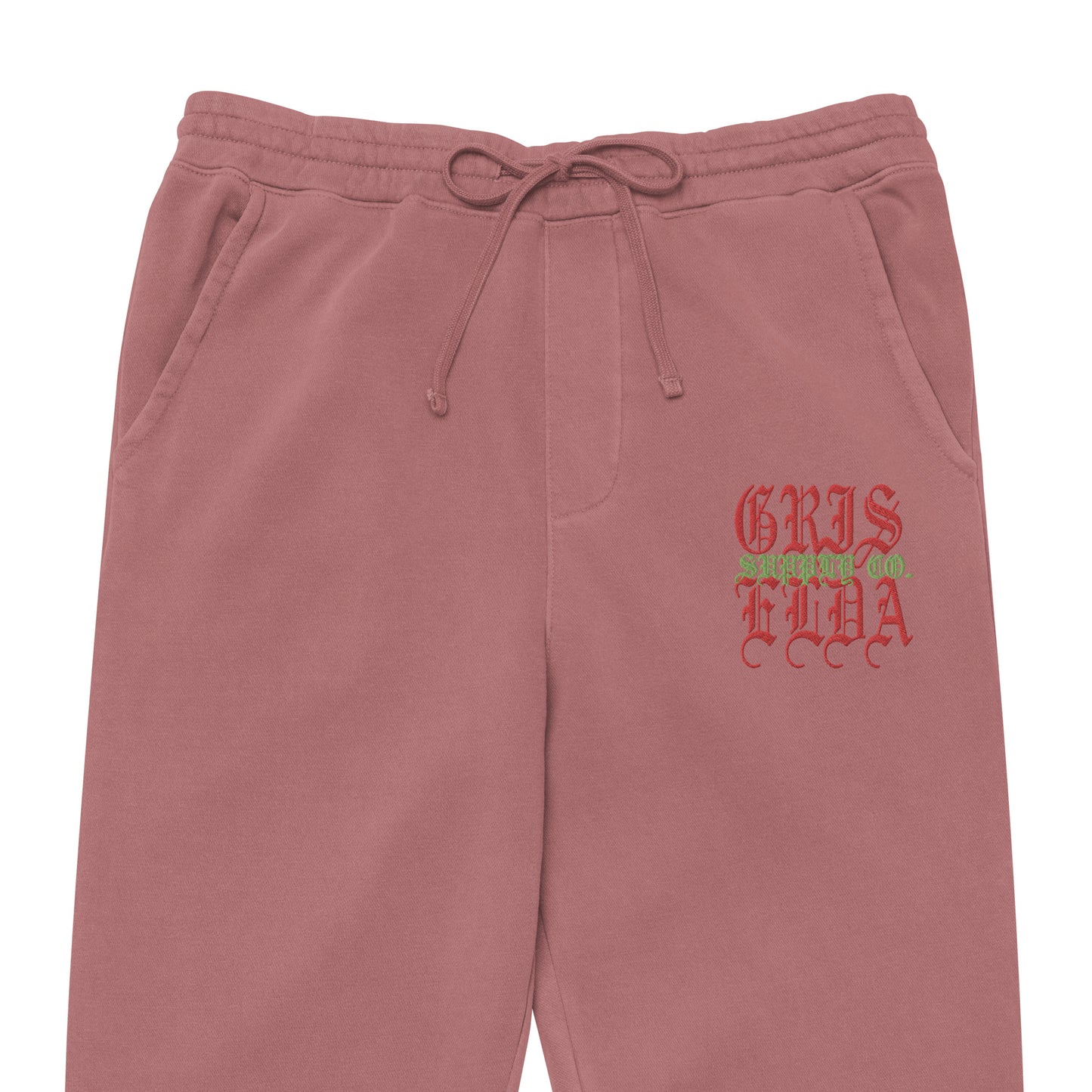 Pantalones de chándal premium unisex de pigmento teñido con bordado del logo clásico GSC