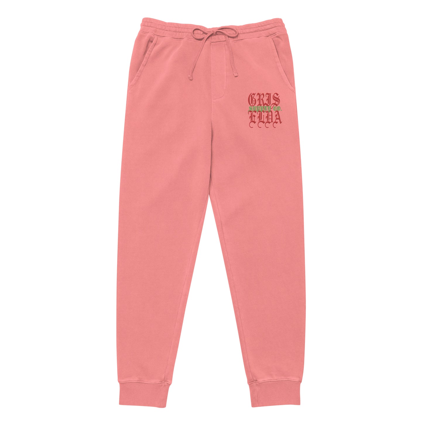 Pantalones de chándal premium unisex de pigmento teñido con bordado del logo clásico GSC