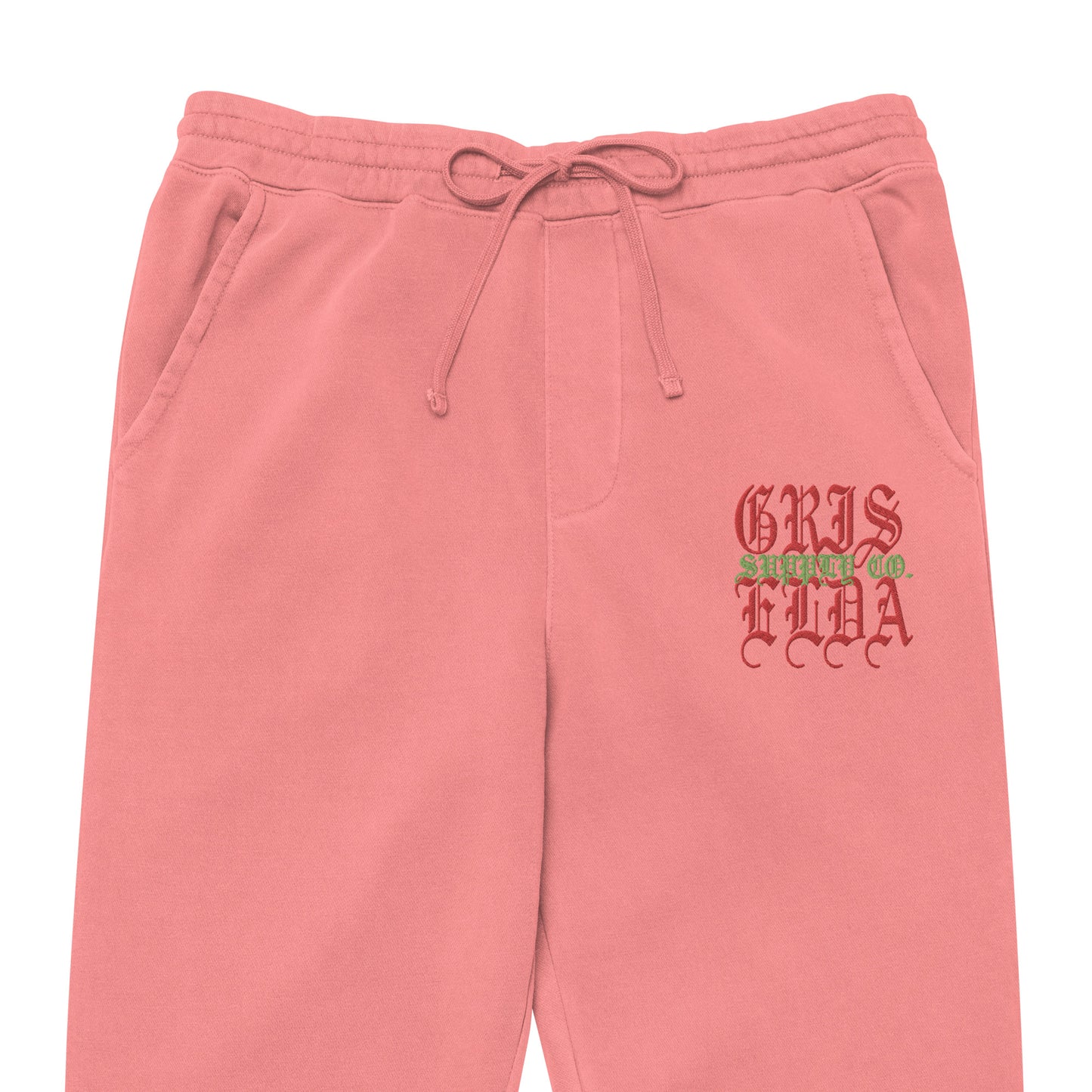 Pantalones de chándal premium unisex de pigmento teñido con bordado del logo clásico GSC