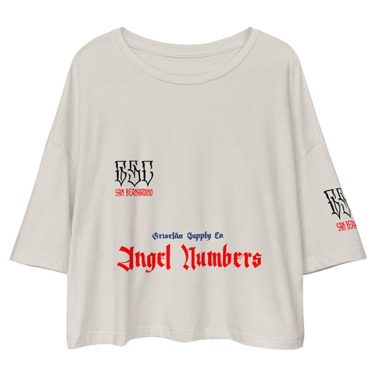 Angel Numbers GSC Loose drop shoulder crop top