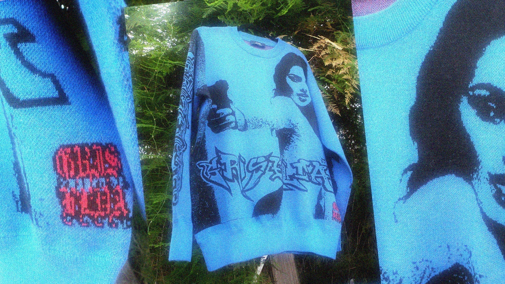 Blue Knit Sweater Streetwear Premium Relaxed Fit GSC Crew Neck