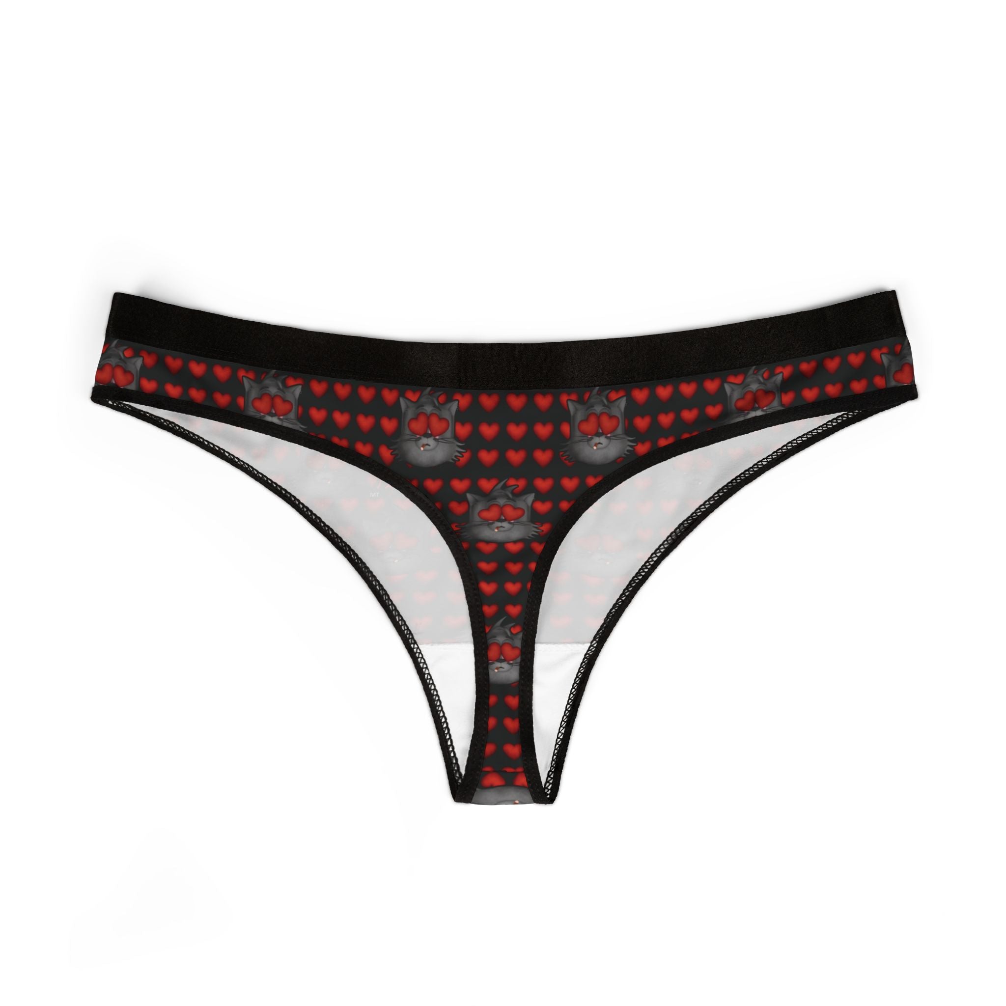 Heart Eyes Gato Black GSC Women's Thong