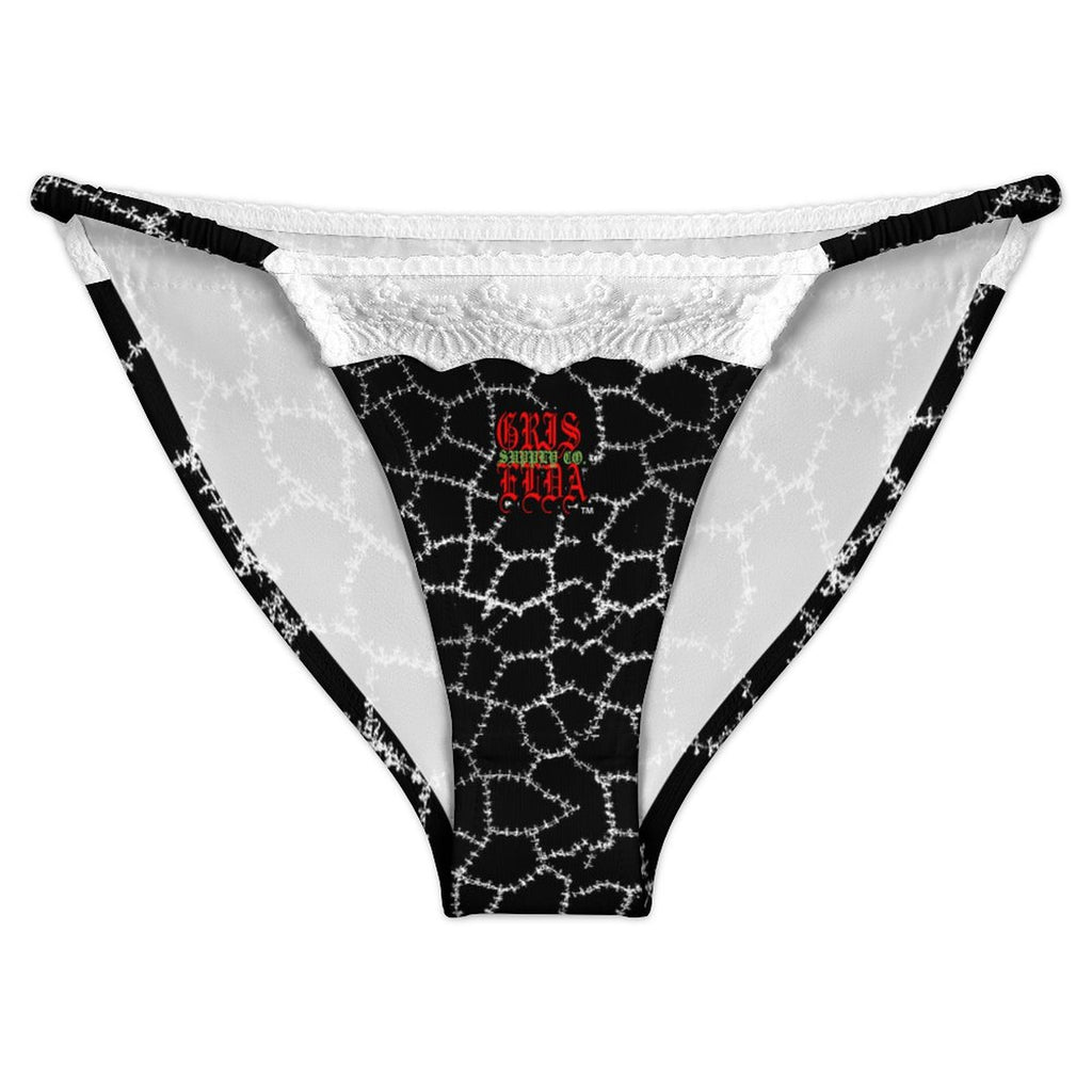 Black Stitch Lace Thong