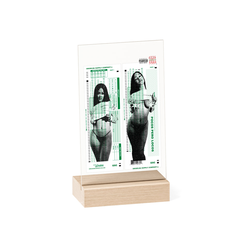 Ivory X GSC Scantron Acrylic Sign with Wooden Stand