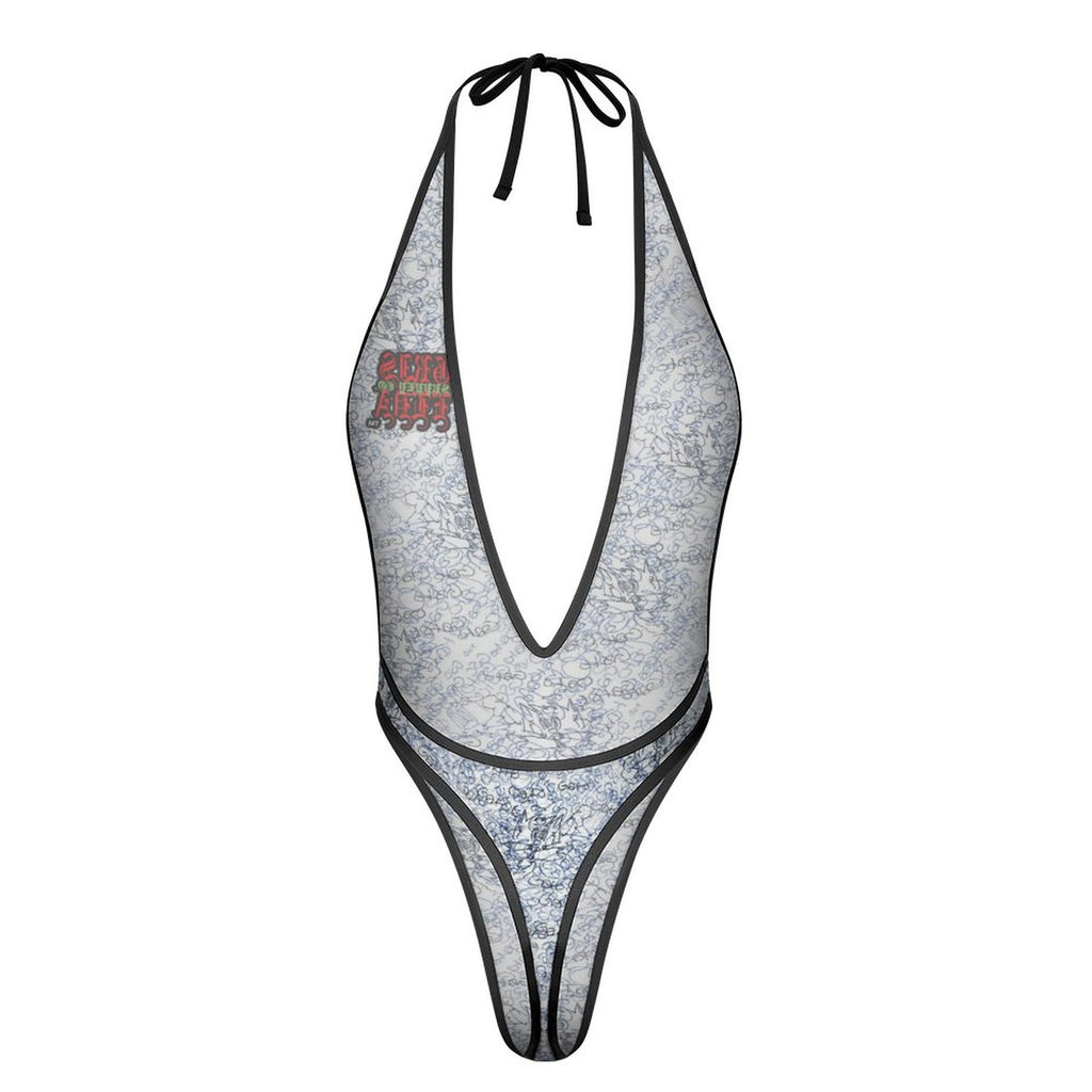 Gato GSC  pen scribble GSC One Piece Women Lingerie Bodysuit Deep V Teddy
