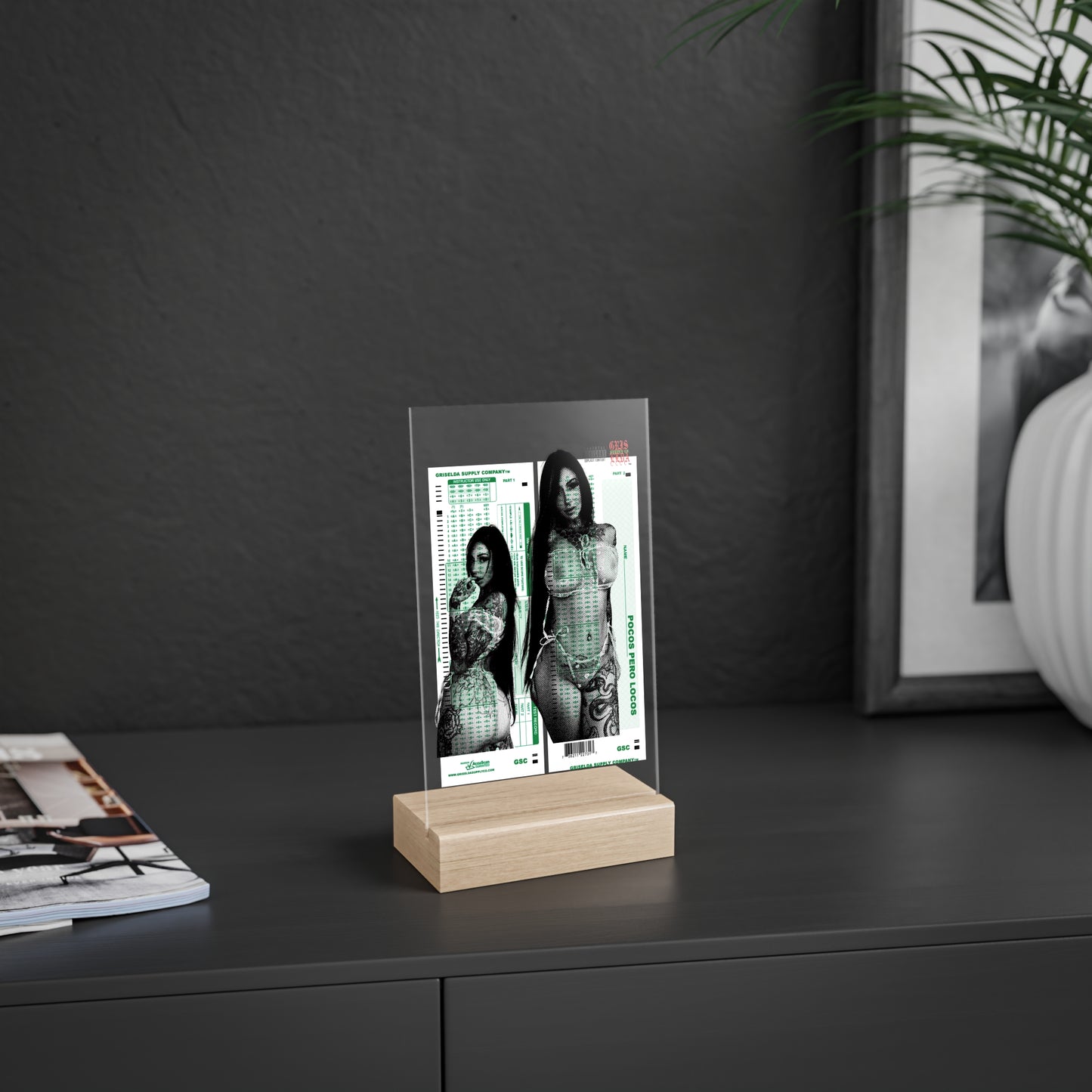 Bvrbiexxo X GSC Scantron Acrylic Sign with Wooden Stand