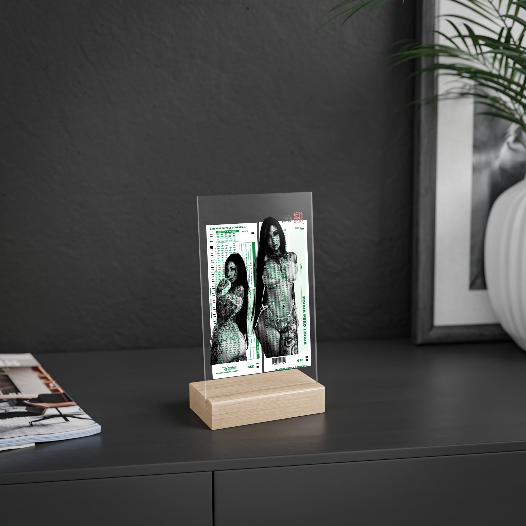 Bvrbiexxo X GSC Scantron Acrylic Sign with Wooden Stand
