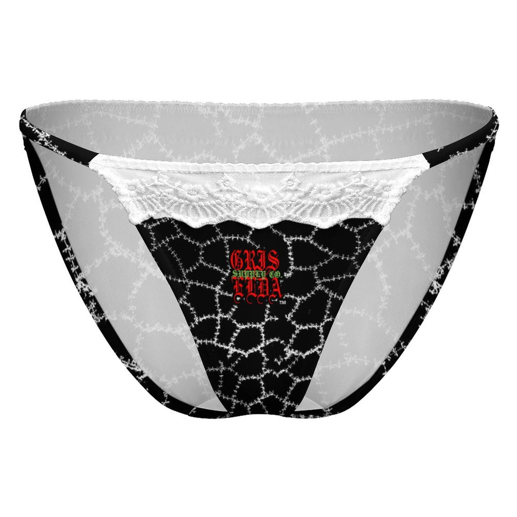 Black Stitch Lace Thong