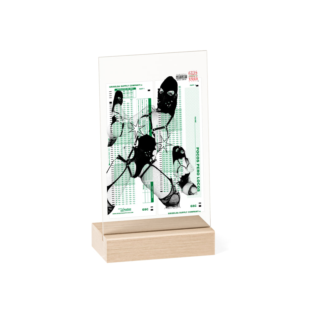 Emily Glass X GSC Scantron Acrylic Sign with Wooden Stand