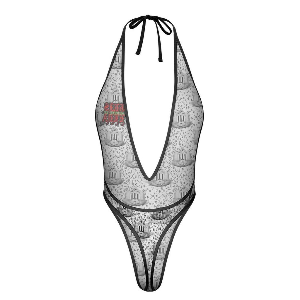 Gato gsc face pattern One Piece Women Lingerie Bodysuit Deep V Teddy