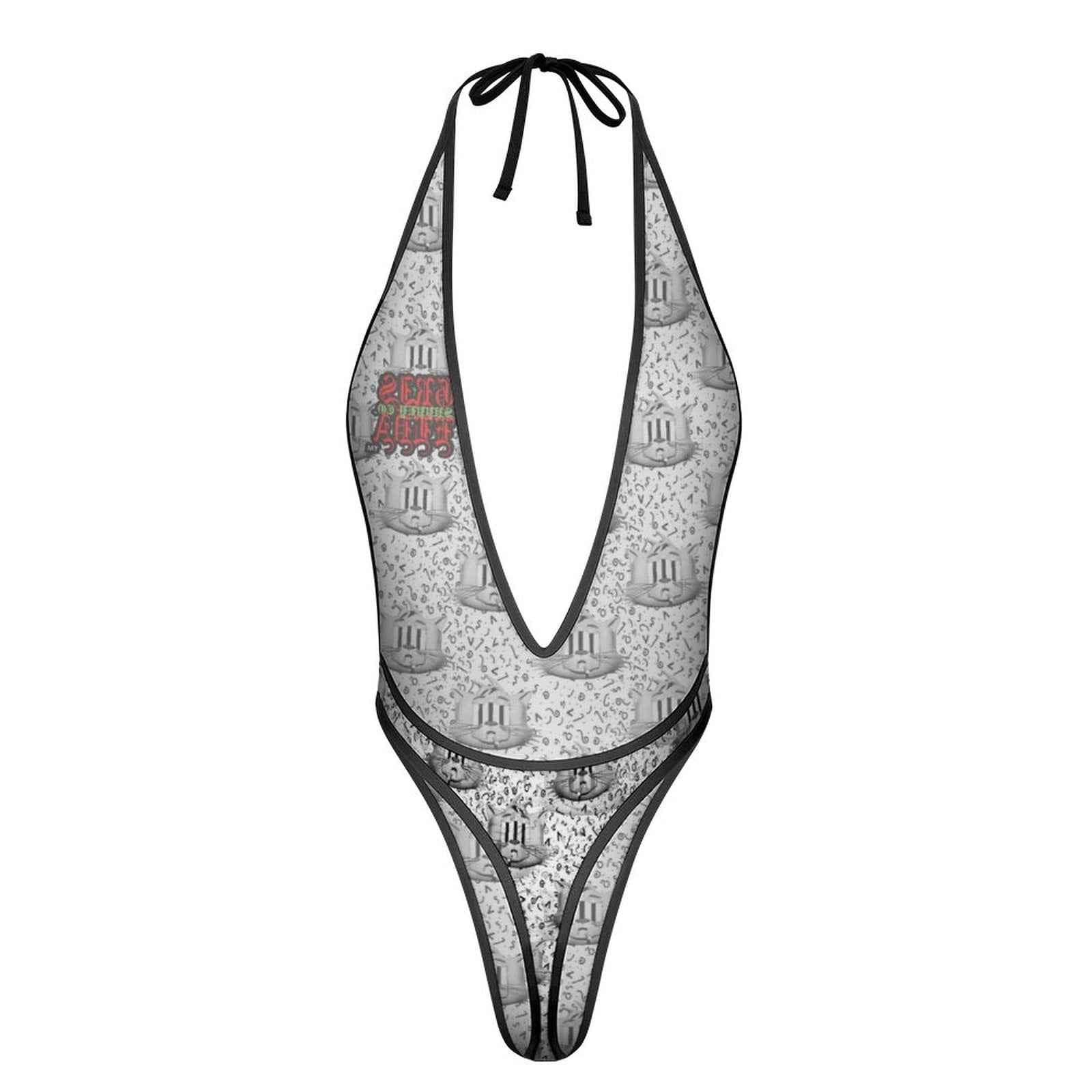 Gato gsc face pattern One Piece Women Lingerie Bodysuit Deep V Teddy