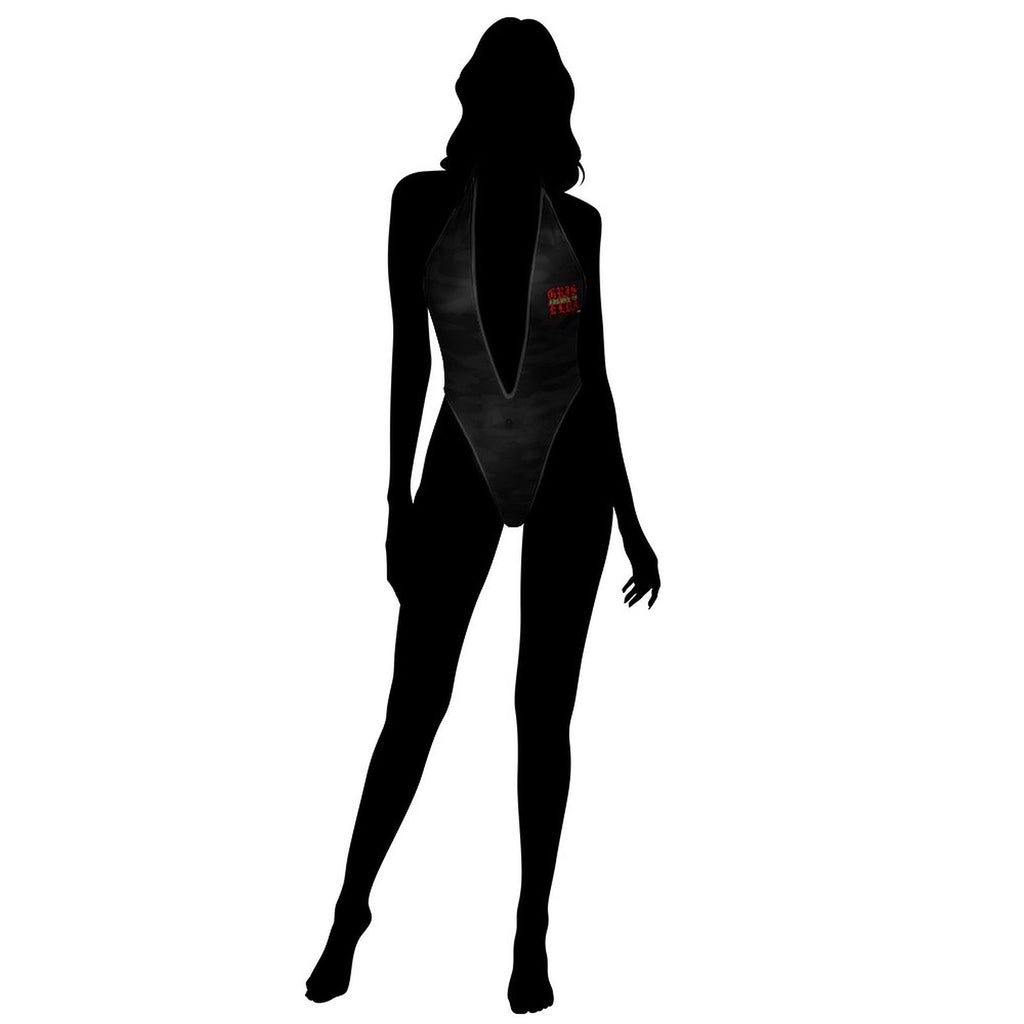 Black Camo GSC One Piece Women Lingerie Bodysuit Deep V Teddy