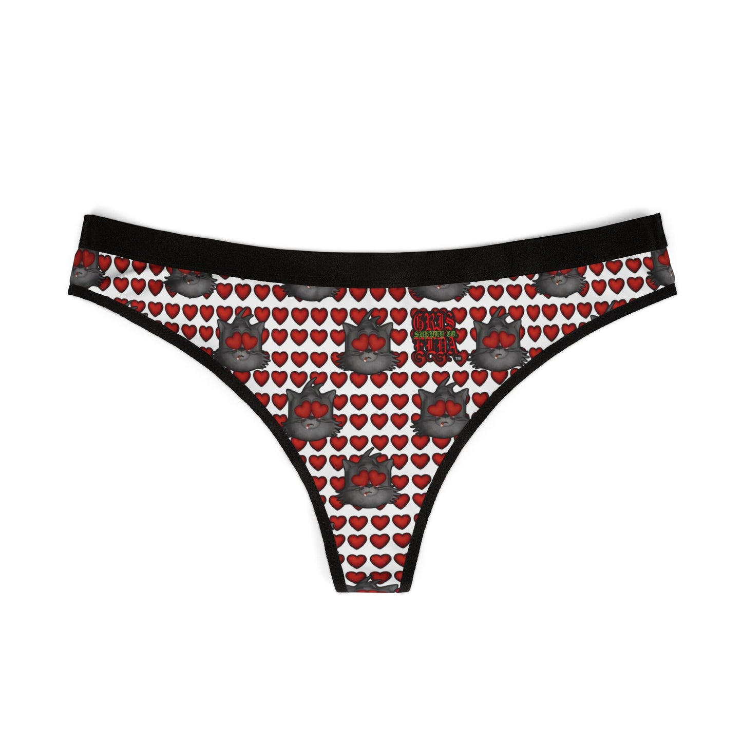 Heart Eyes Gato White GSC Women's Thong
