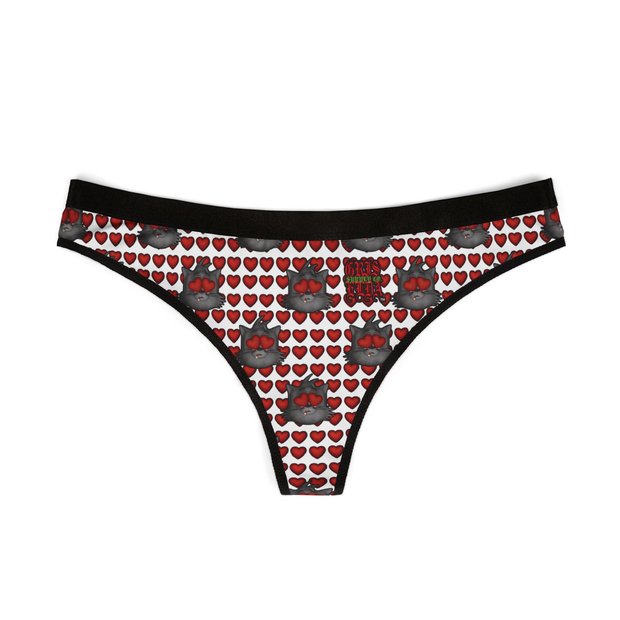 Heart Eyes Gato White GSC Women's Thong