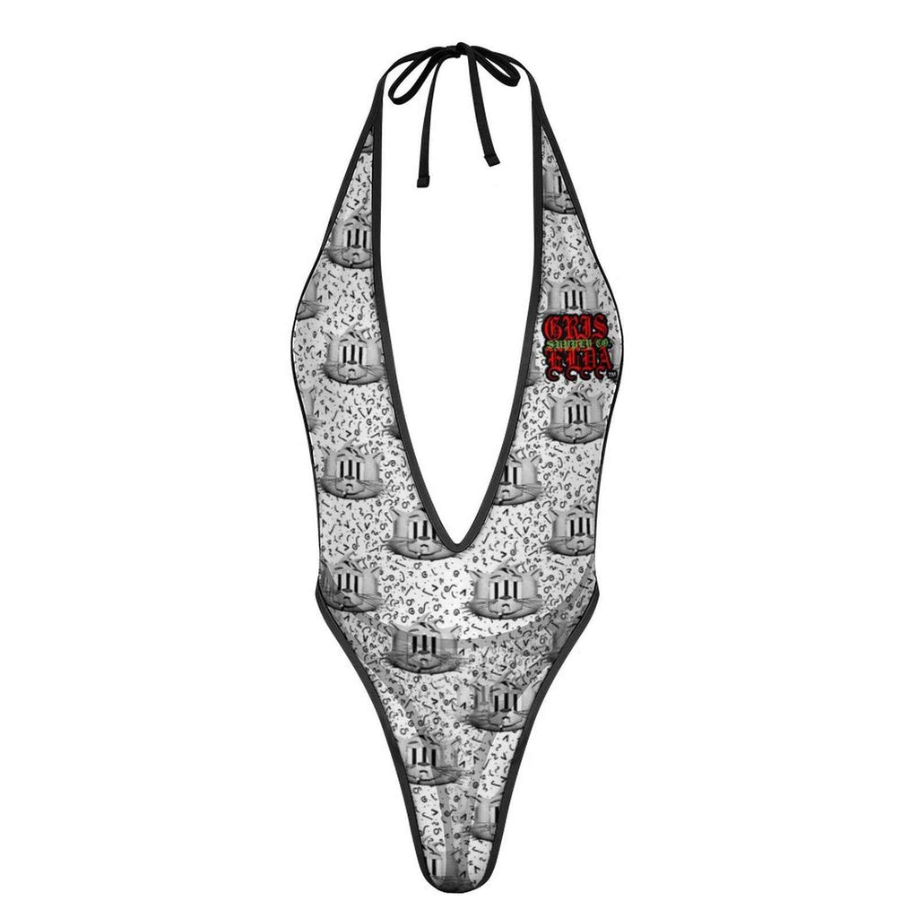 Gato gsc face pattern One Piece Women Lingerie Bodysuit Deep V Teddy