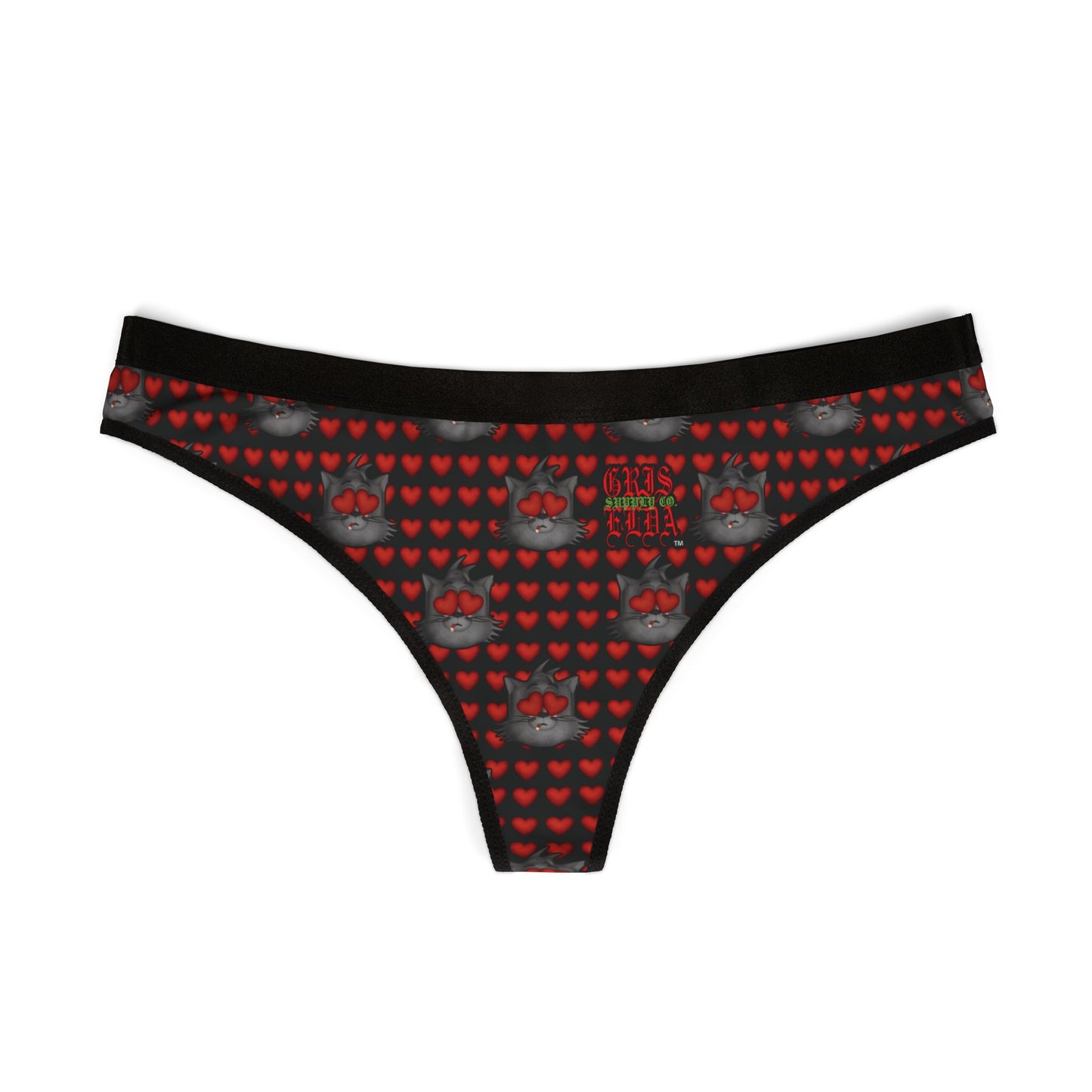 Heart Eyes Gato Black GSC Women's Thong