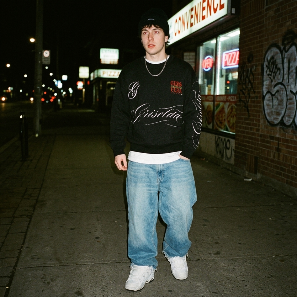 Griselda Cursive hand script GSC Relaxed fit knitted crew neck sweater