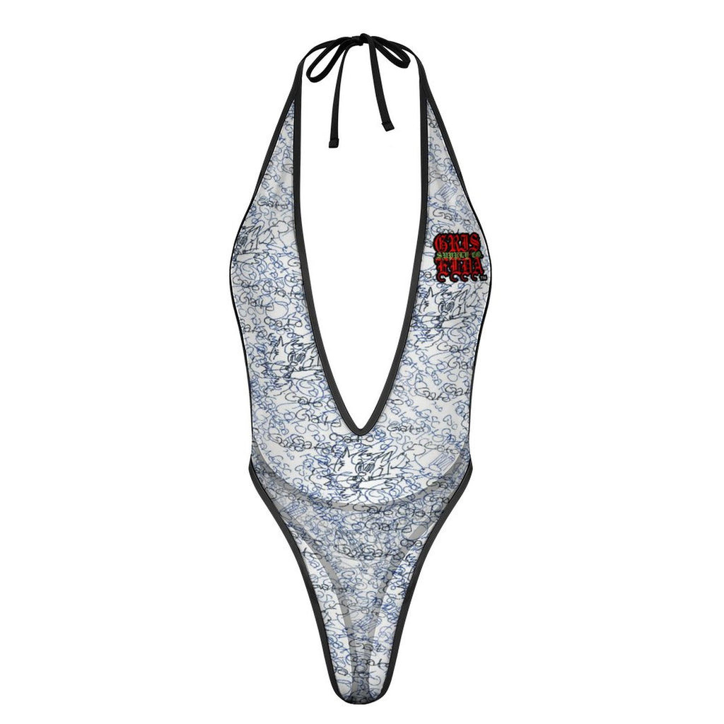 Gato GSC pen scribble GSC Zoomed One Piece Women Lingerie Bodysuit Deep V Teddy