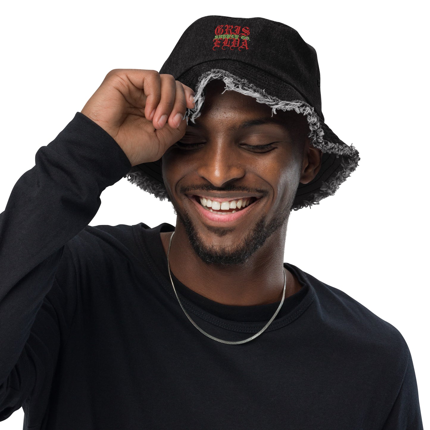 Classic Logo Embroidered GSC Distressed denim bucket hat