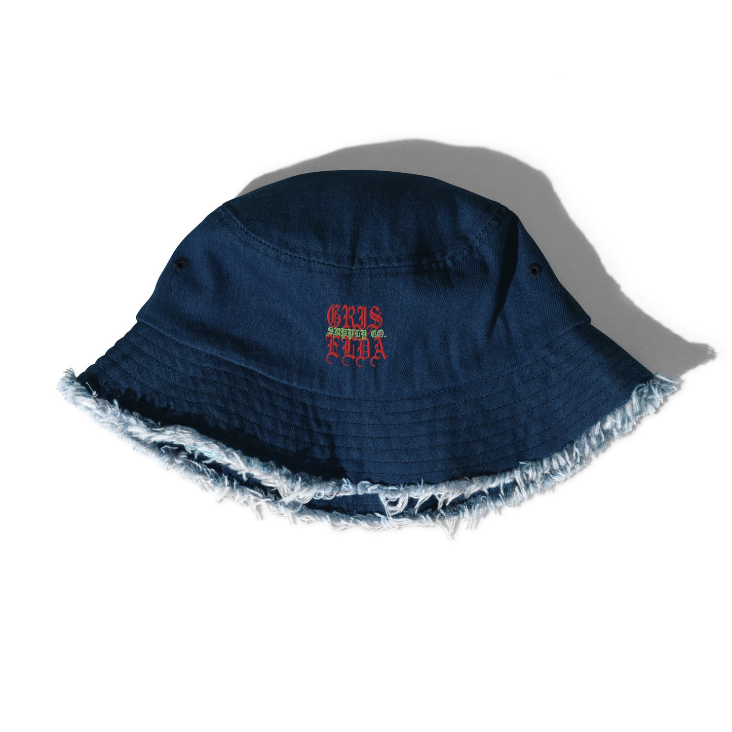 Classic Logo Embroidered GSC Distressed denim bucket hat