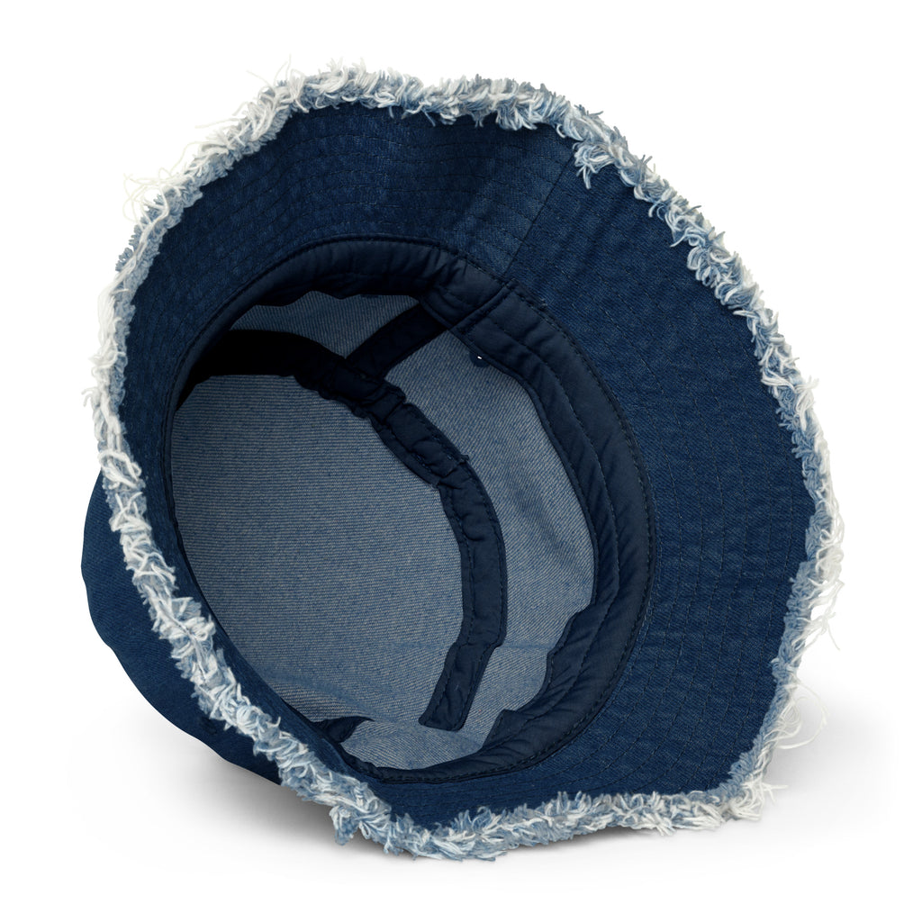 Sombrero de cubo de denim desgastado con logo clásico bordado GSC
