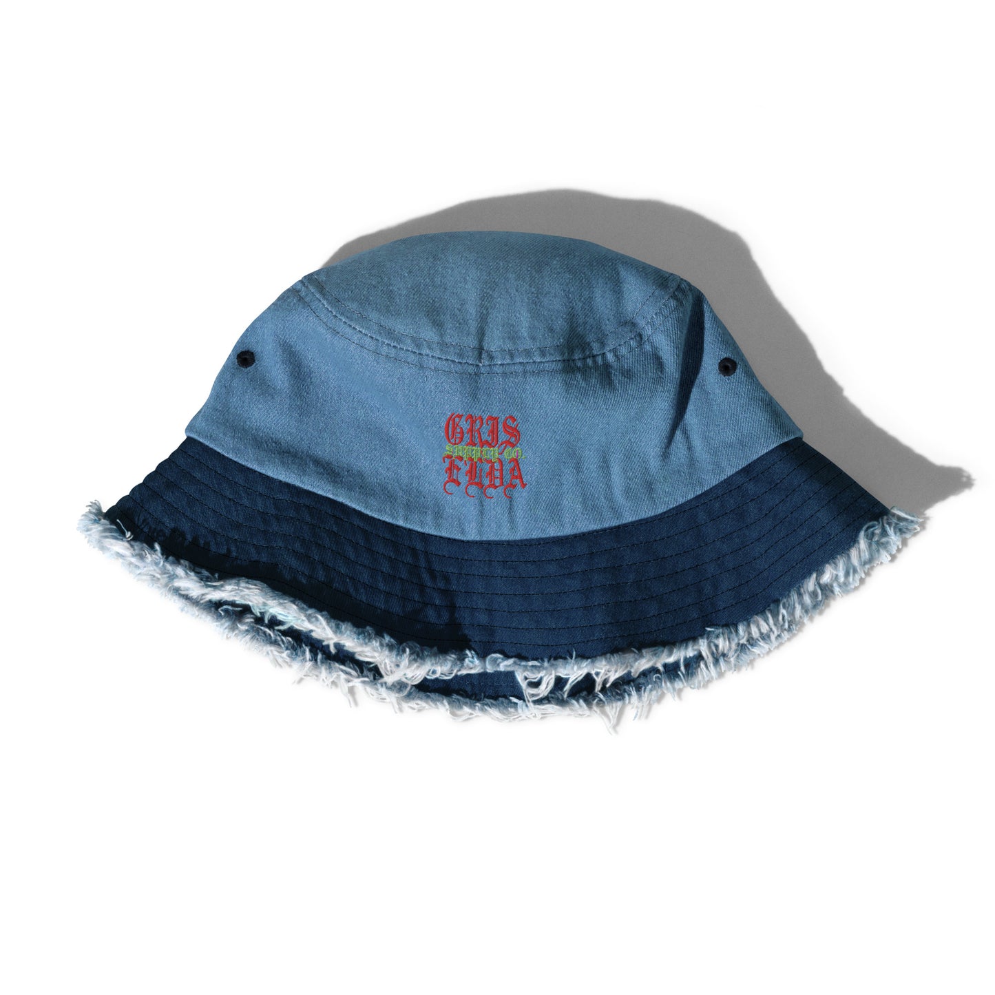 Classic Logo Embroidered GSC Distressed denim bucket hat