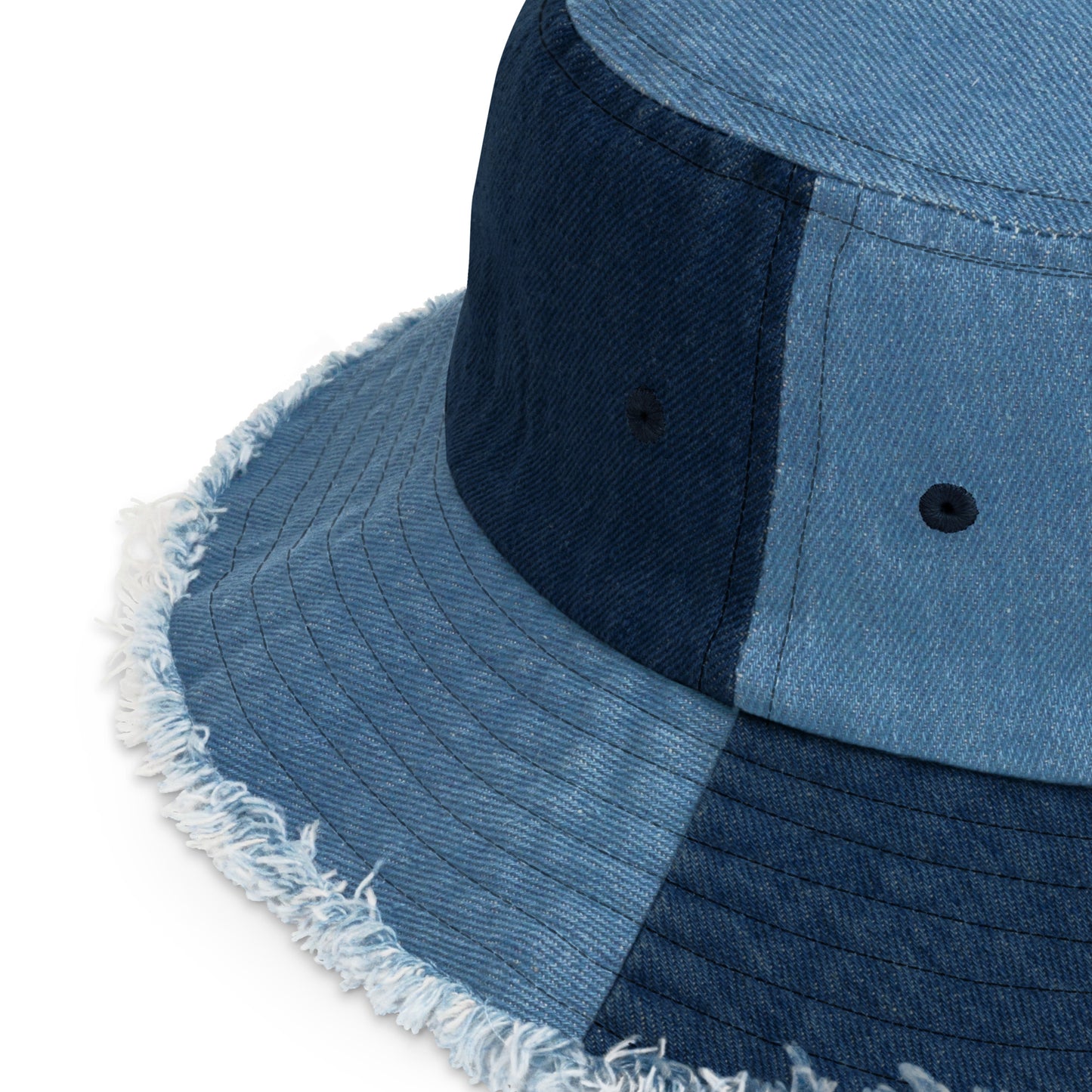 Classic Logo Embroidered GSC Distressed denim bucket hat