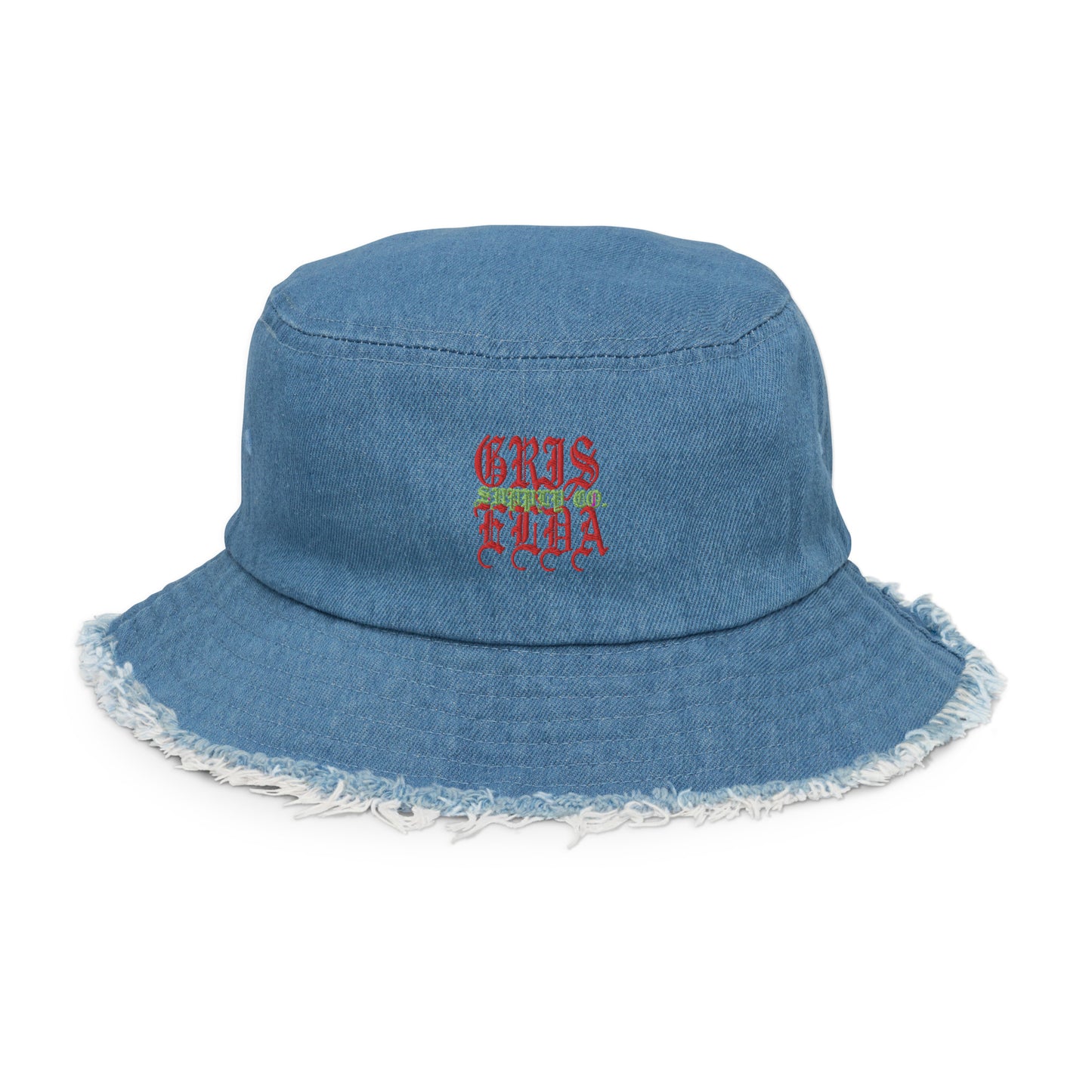 Classic Logo Embroidered GSC Distressed denim bucket hat