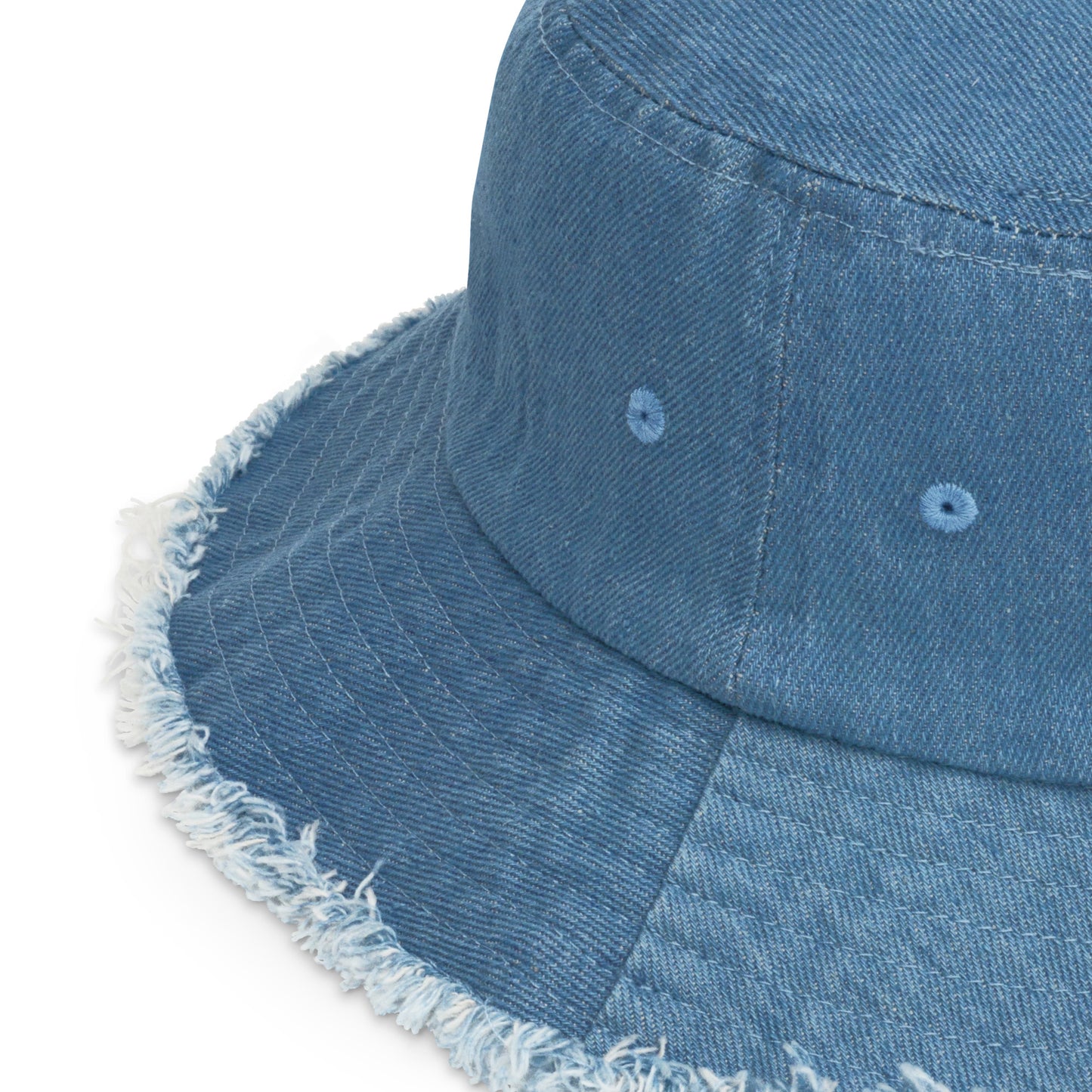 Classic Logo Embroidered GSC Distressed denim bucket hat