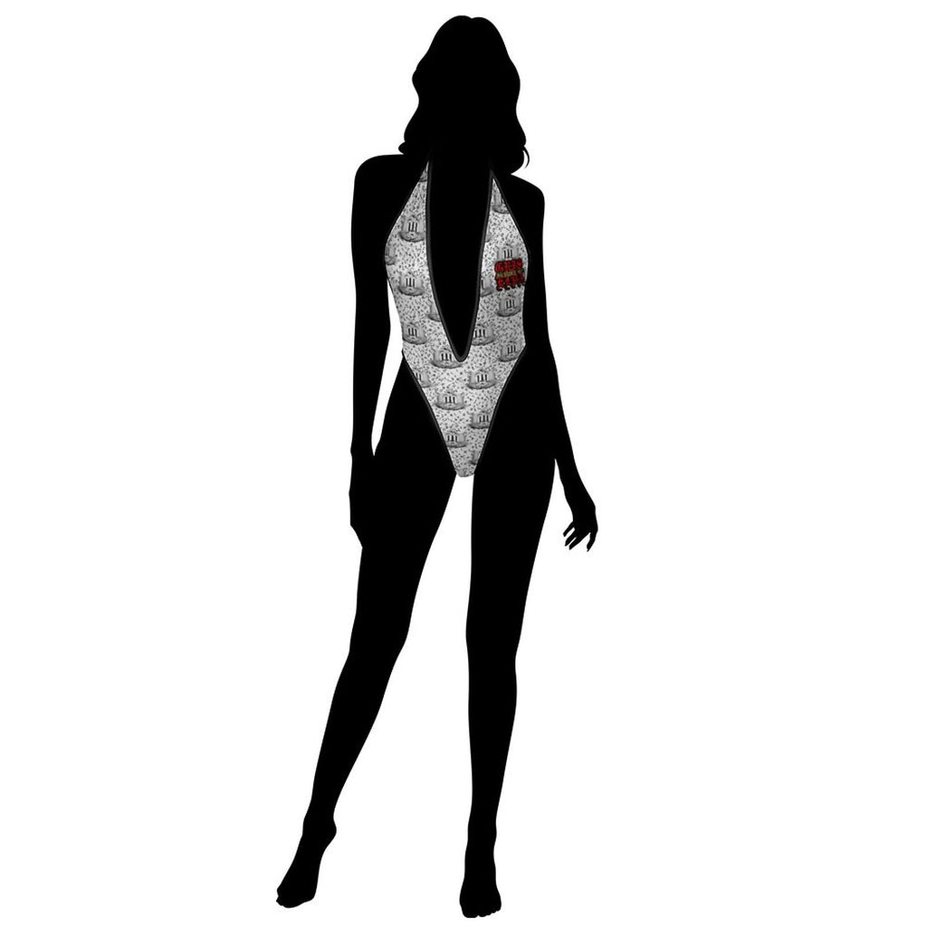 Gato gsc face pattern One Piece Women Lingerie Bodysuit Deep V Teddy