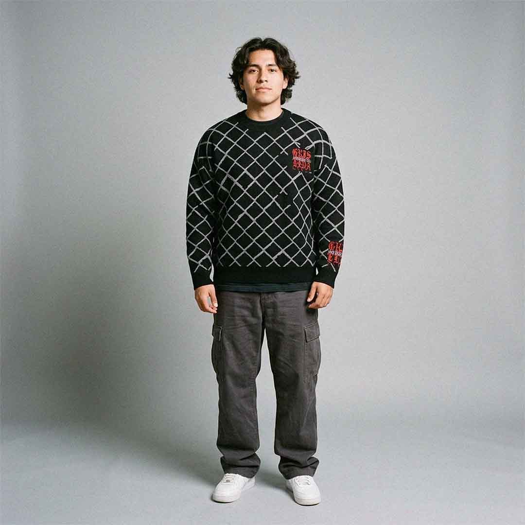 Chain Link Fence GSC Relaxed fit knitted crew neck sweater