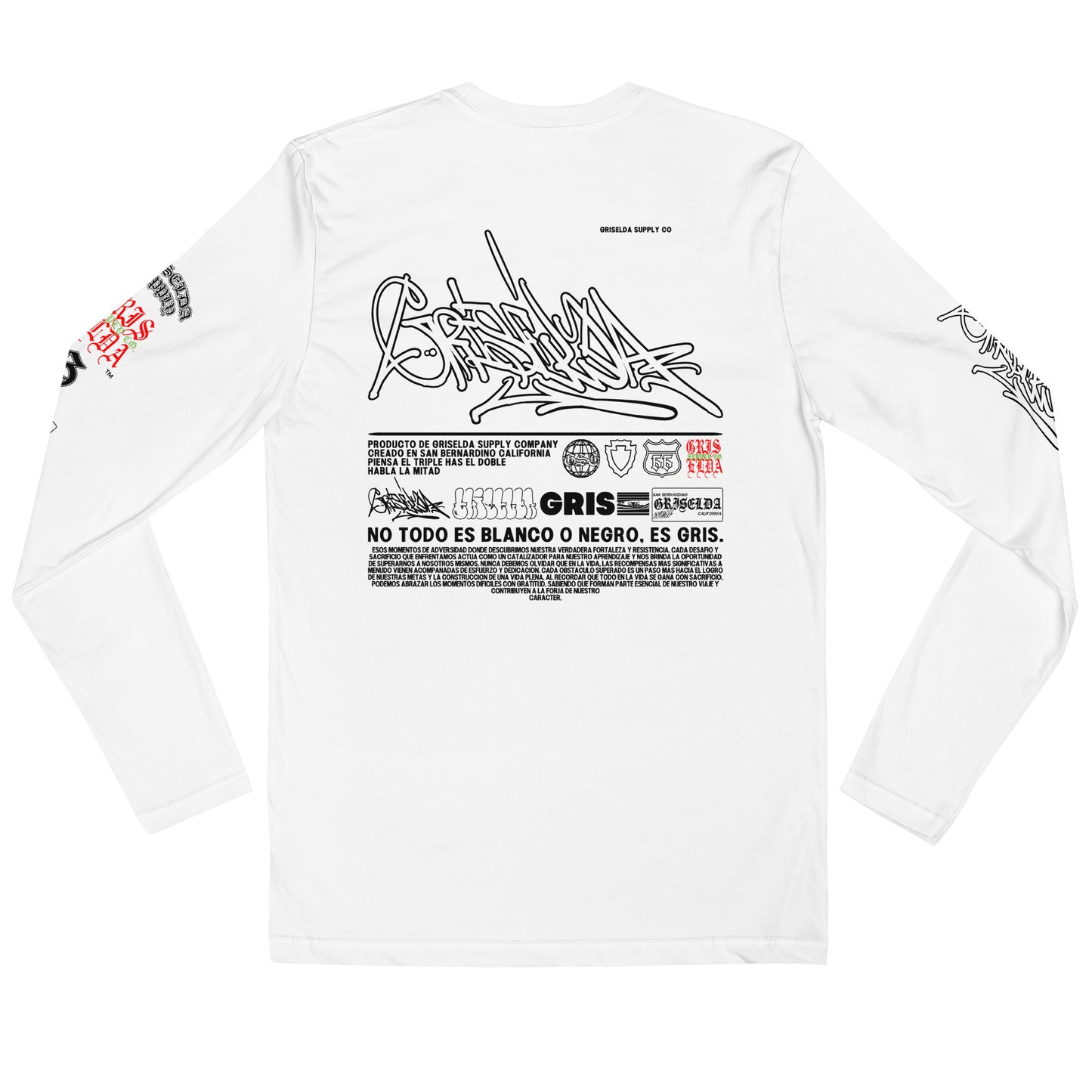 Es Gris. Classic Logo GSC Hand-style W Long Sleeve Fitted Crew