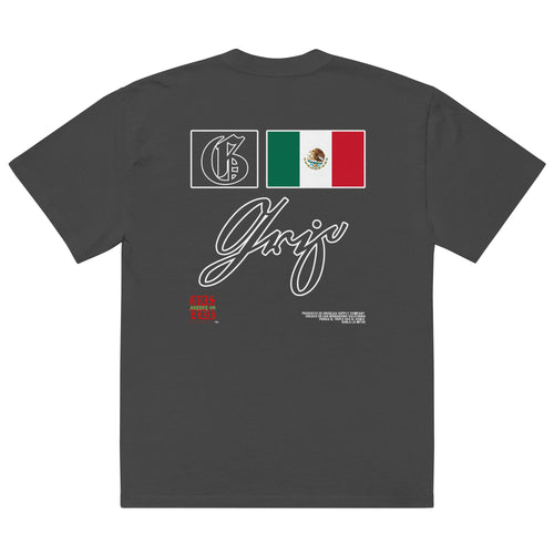 Camiseta de manga corta oversized desvanecida GSC Premium con logo clásico en cursiva gris