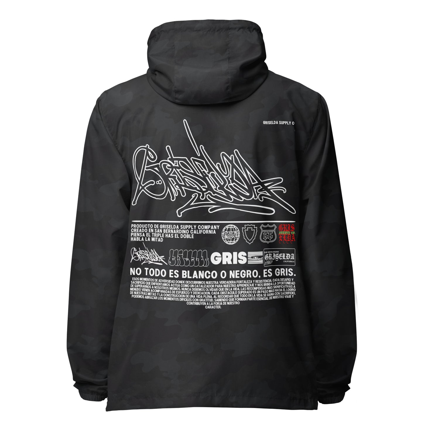 Dark Camo Es Gris. Classic Logo GSC Hand-style Unisex lightweight zip up windbreaker