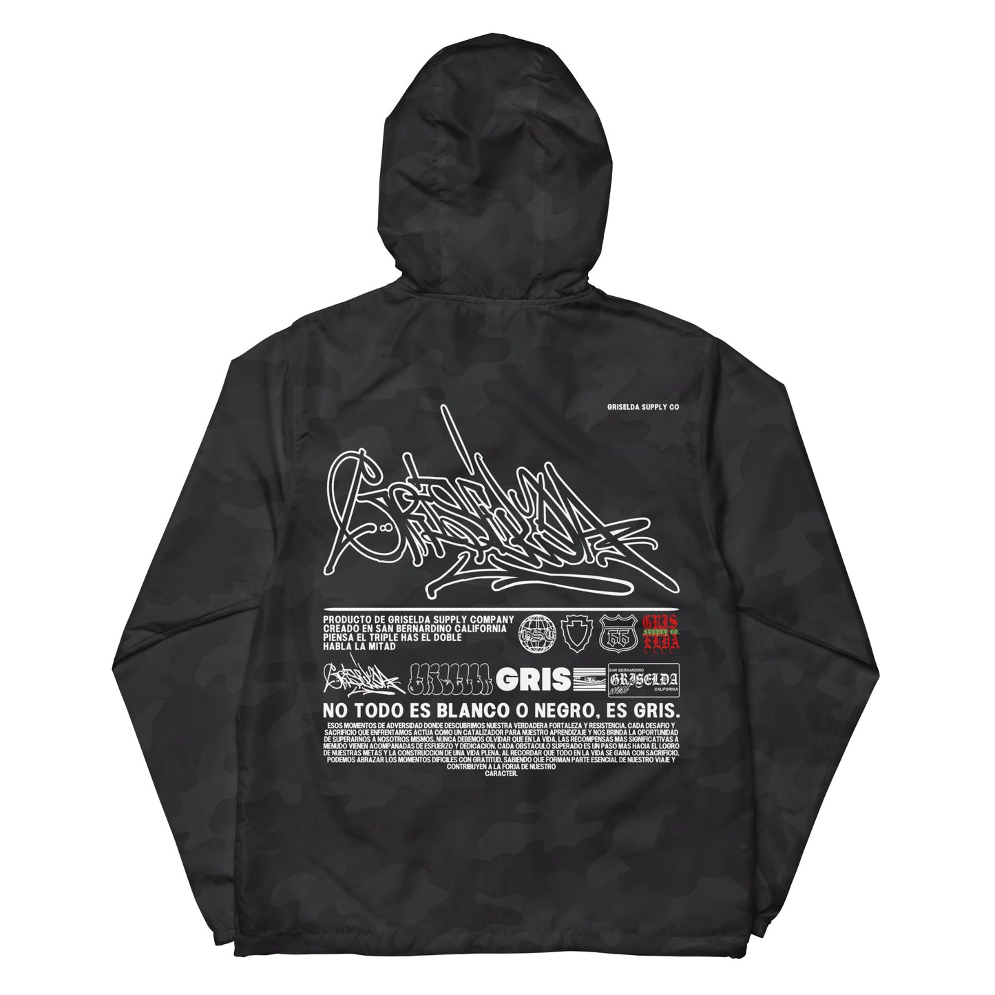 Dark Camo Es Gris. Classic Logo GSC Hand-style Unisex lightweight zip up windbreaker