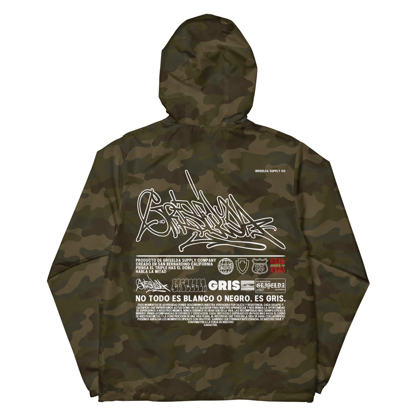 Dark Camo Es Gris. Classic Logo GSC Hand-style Unisex lightweight zip up windbreaker