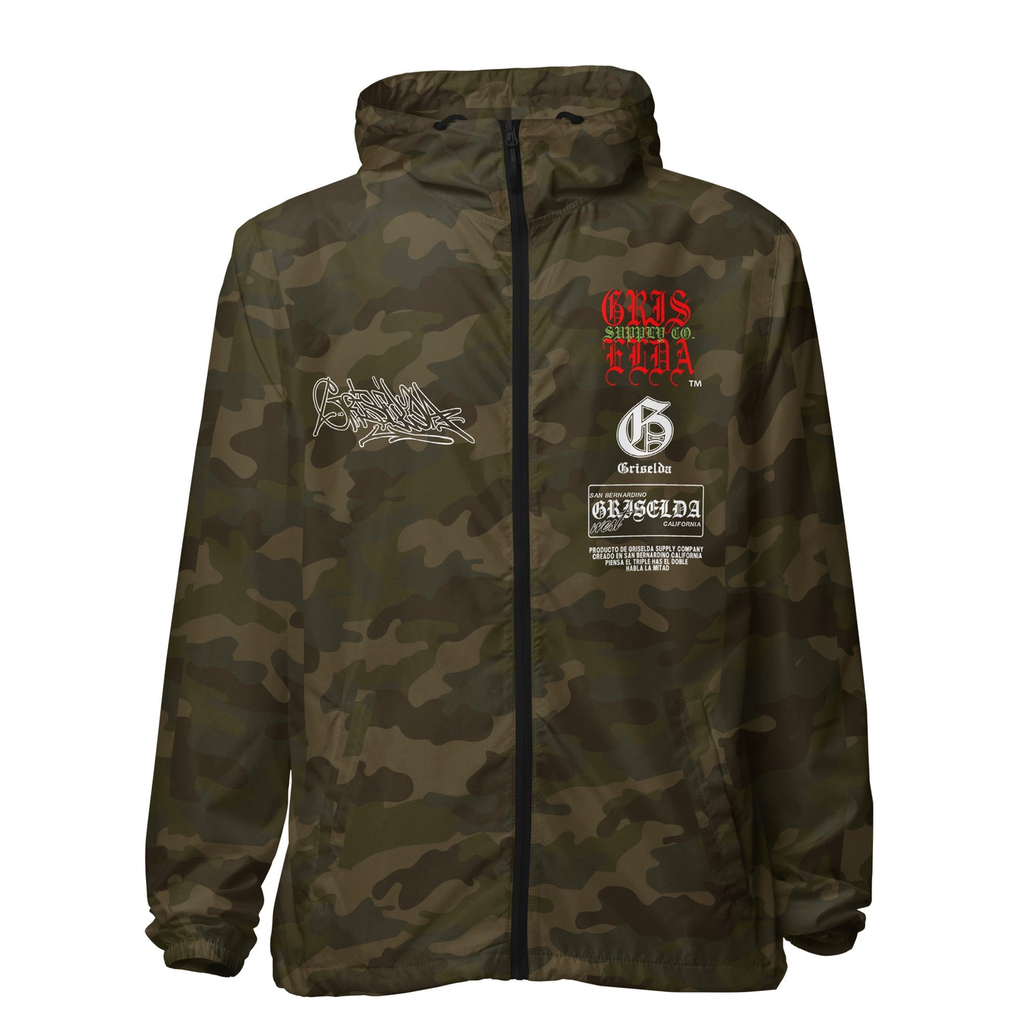 Dark Camo Es Gris. Classic Logo GSC Hand-style Unisex lightweight zip up windbreaker