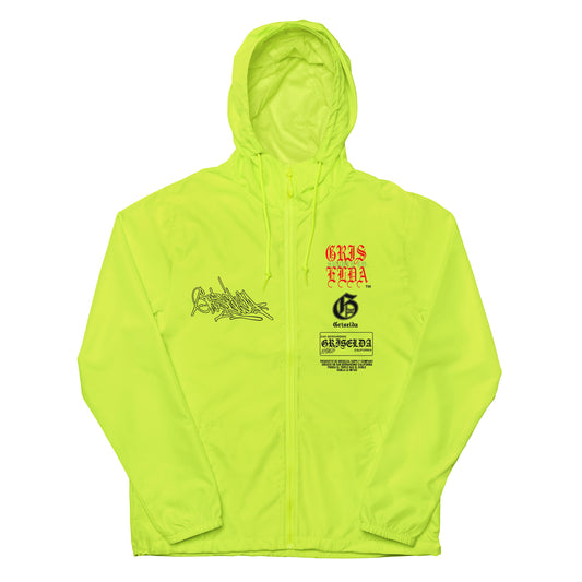 Safety Yellow Es Gris. Classic Logo GSC Hand-style Unisex lightweight zip up windbreaker