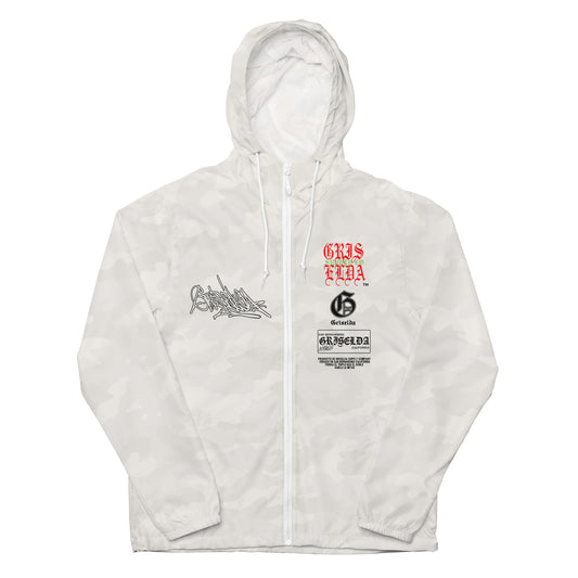 White Camo Es Gris. Classic Logo GSC Hand-style Unisex lightweight zip up windbreaker