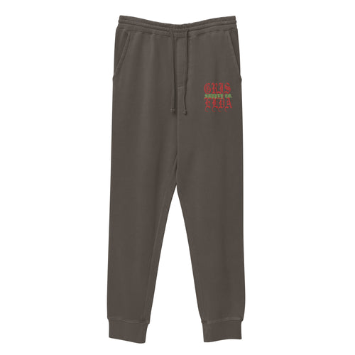 Pantalones de chándal premium unisex de pigmento teñido con bordado del logo clásico GSC
